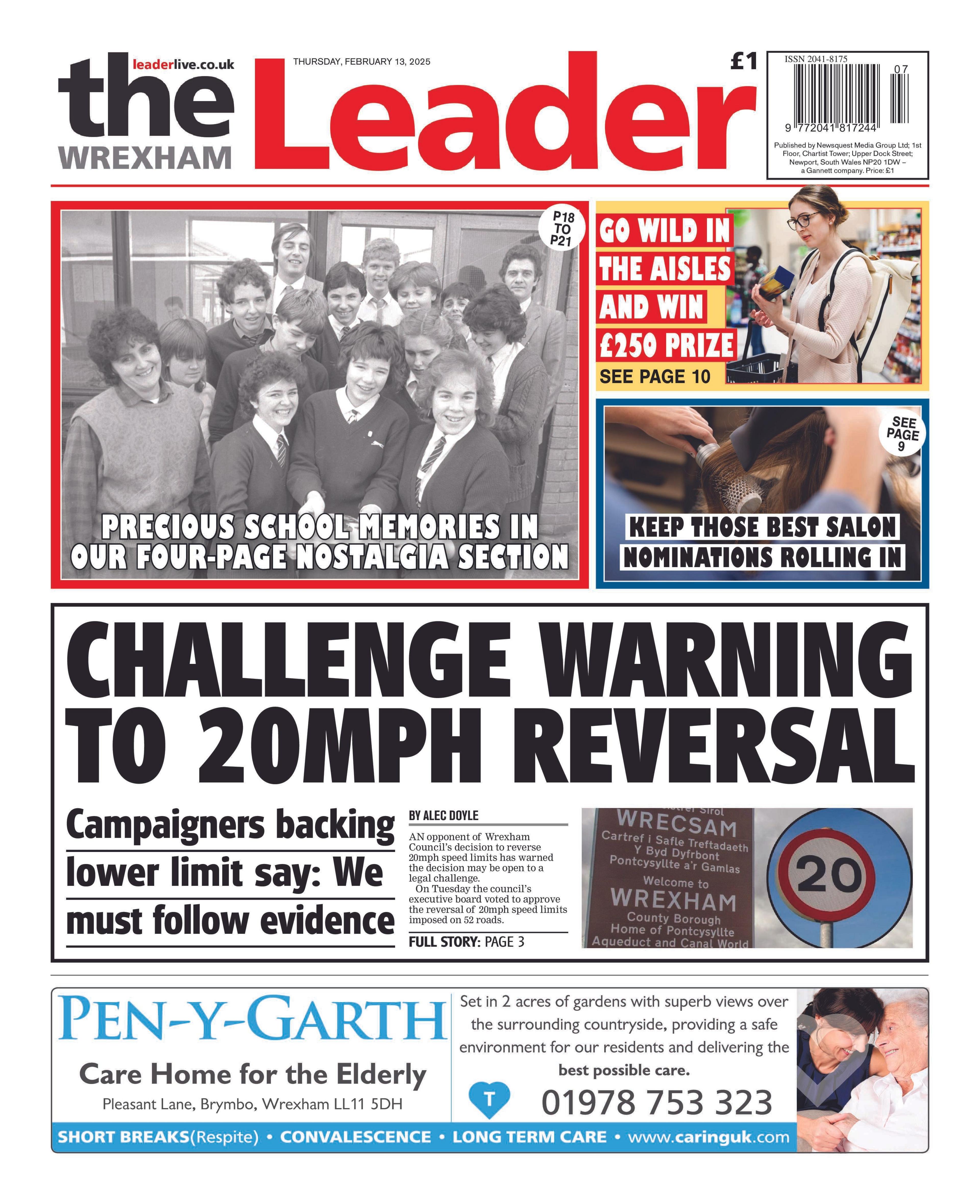 Wrexham Leader front page