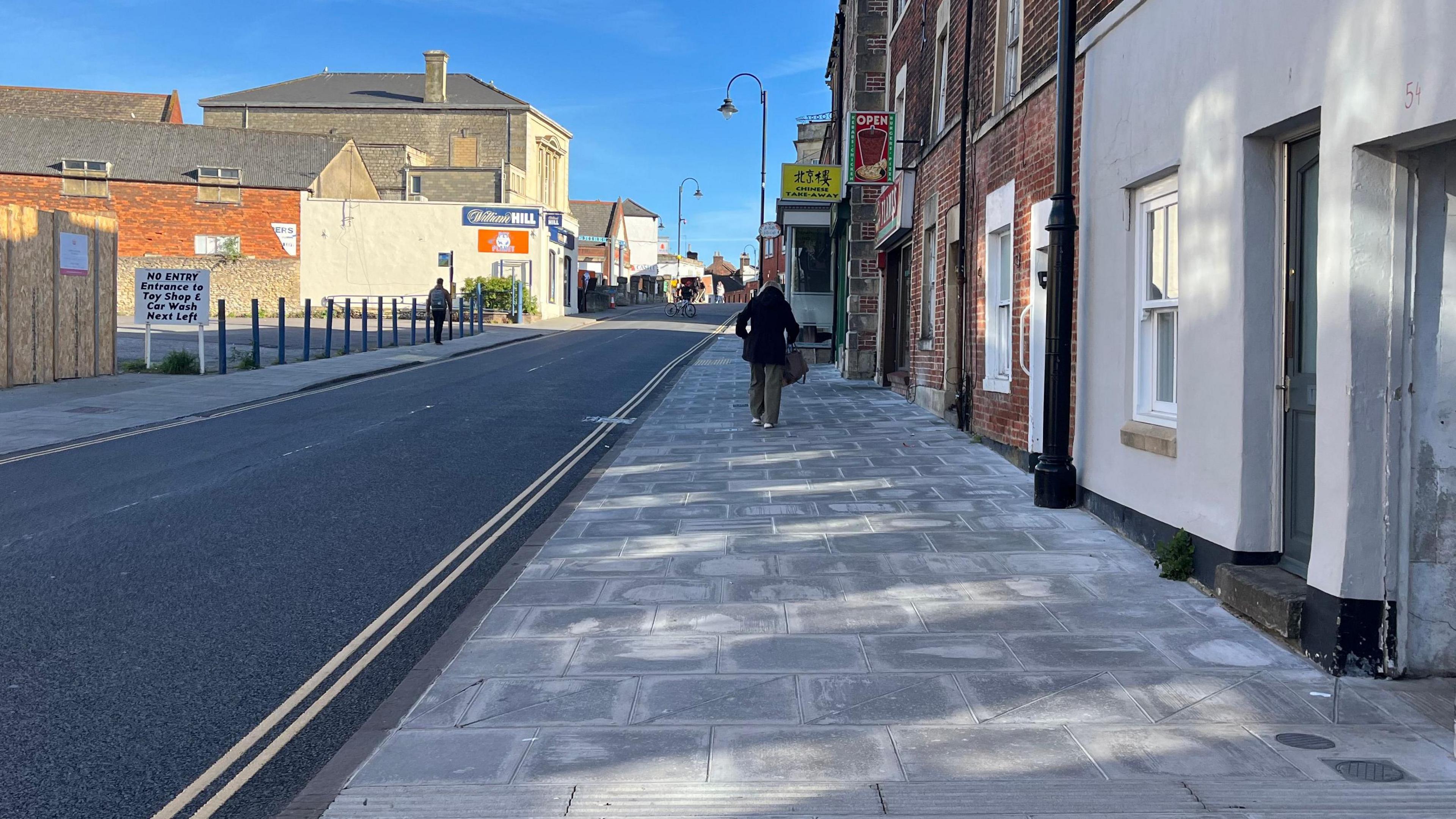 Newly extended pavement in Trowbridge town centre