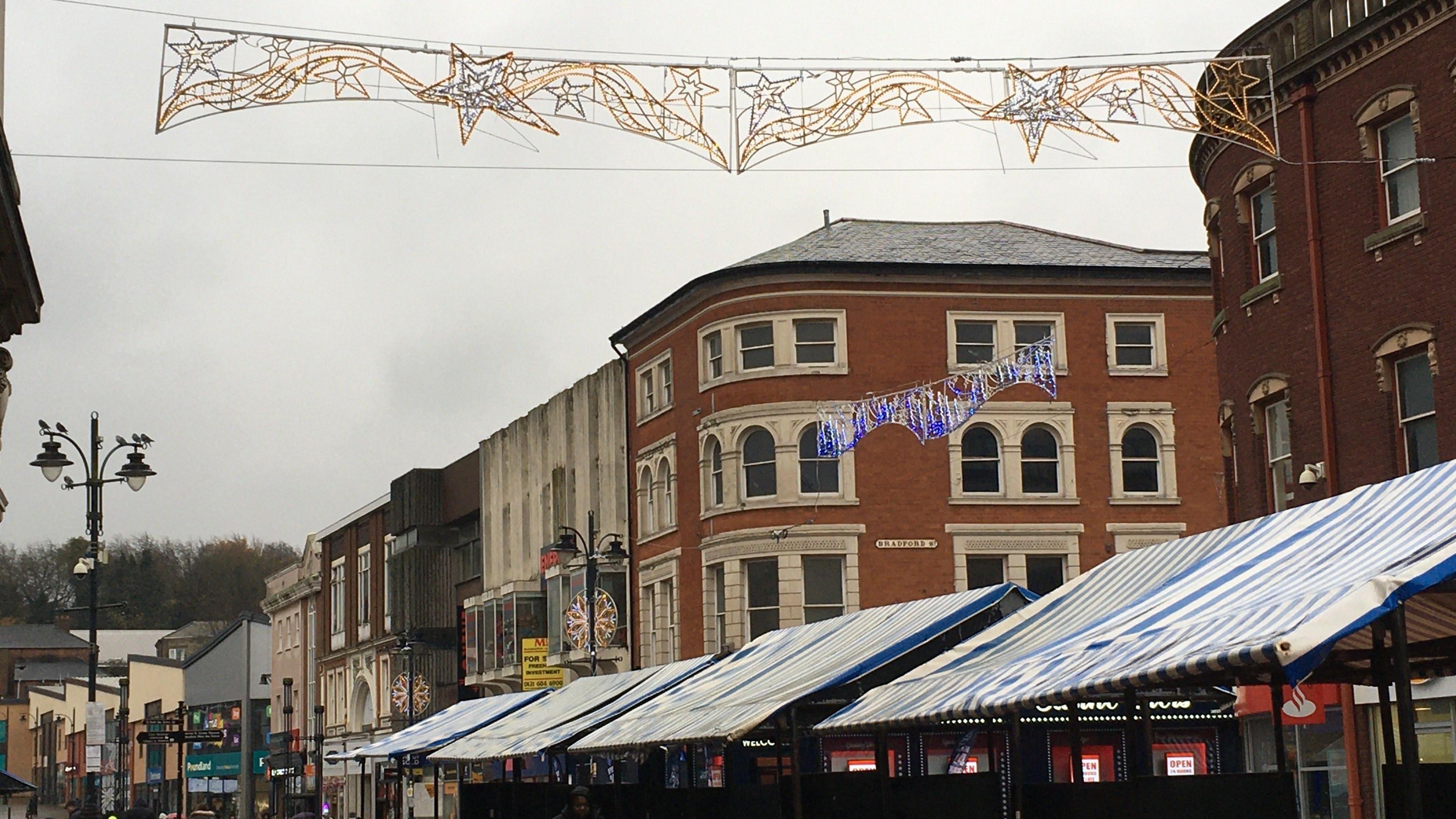 Christmas decorations in Walsall town centre 