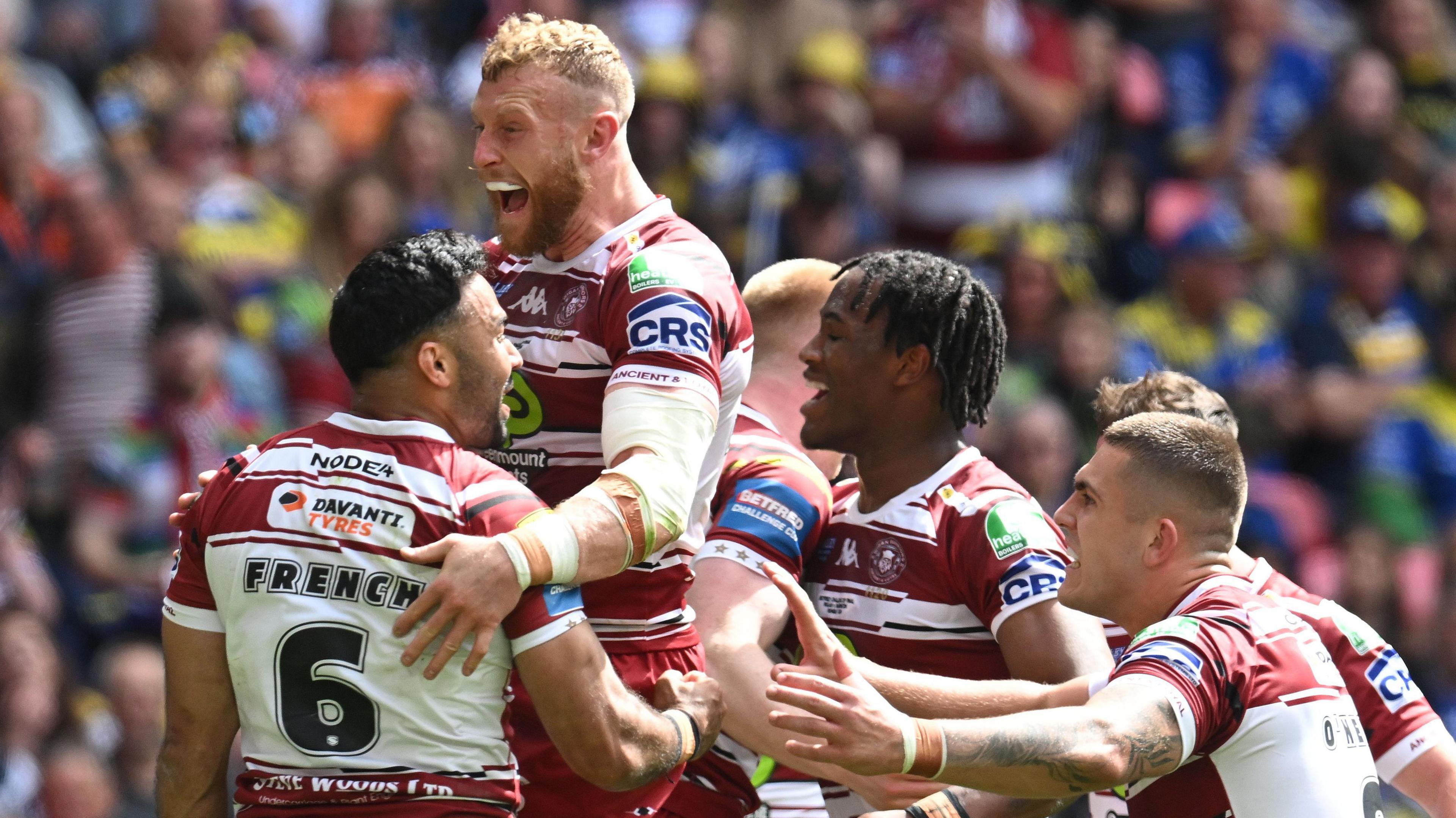 Bevan French celebrates his Wembley try