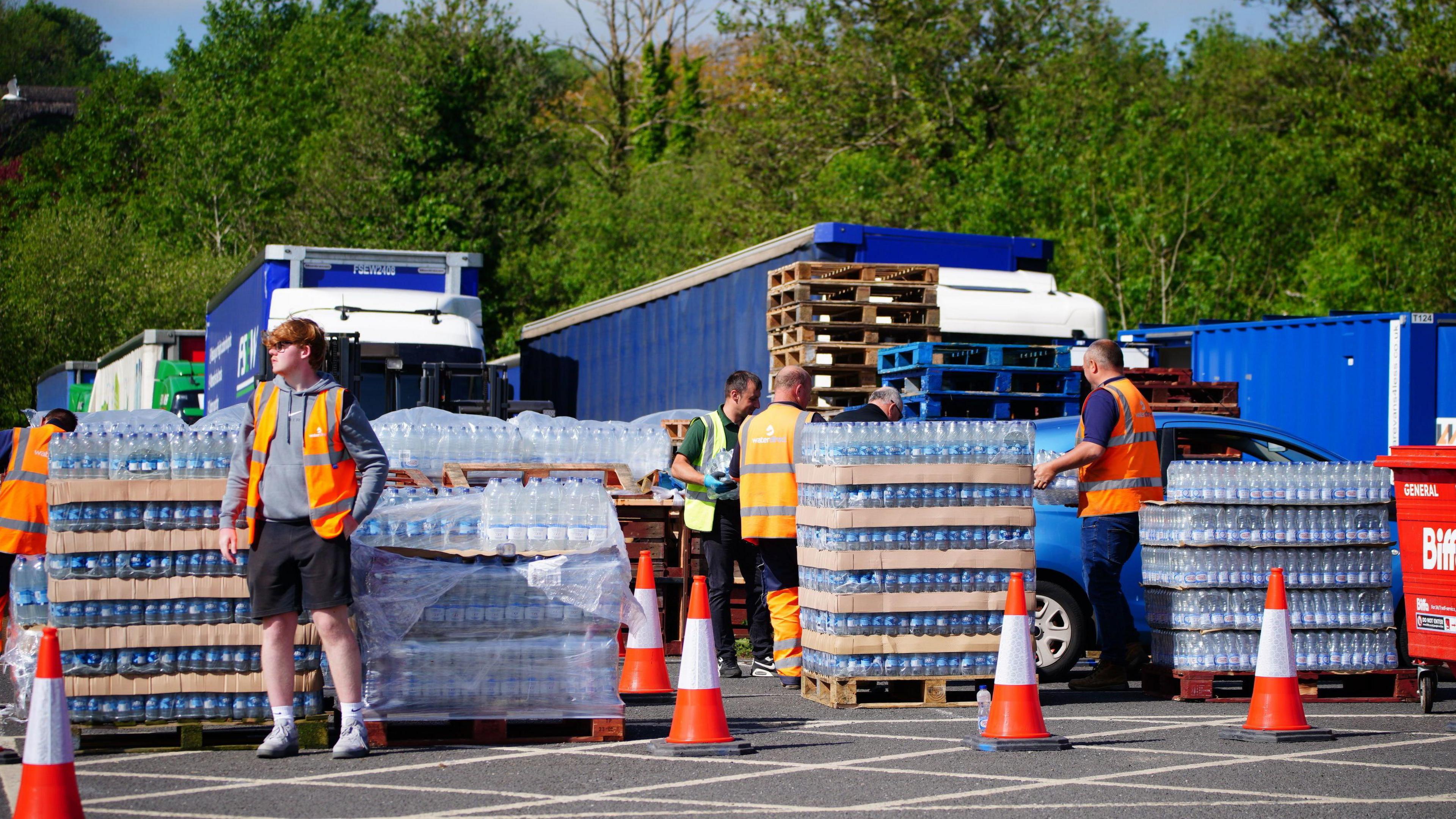 South West Water representatives with bottled water