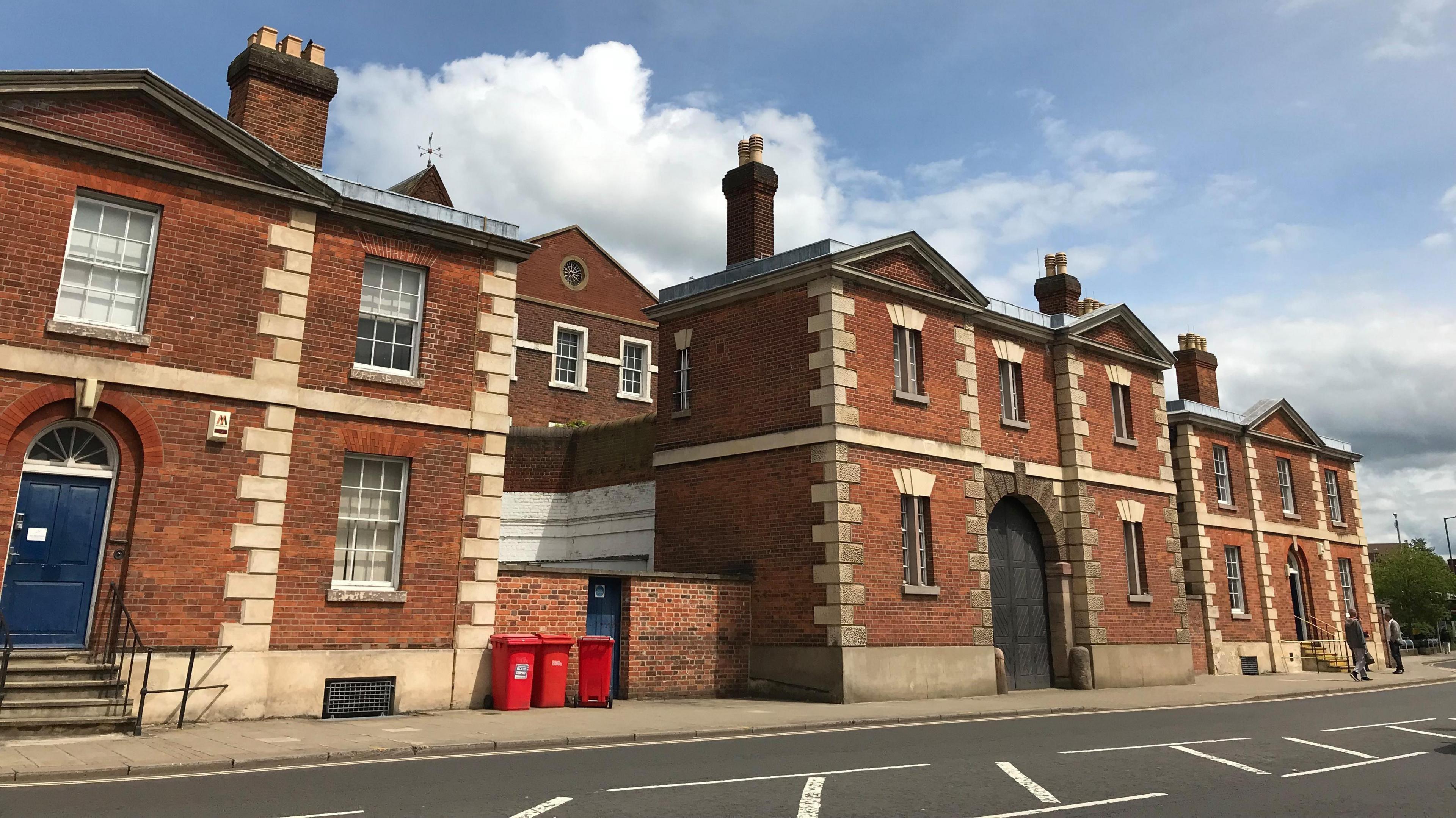 A view of the red brick exterior of Bedford Prison, this is the back of the building which is older