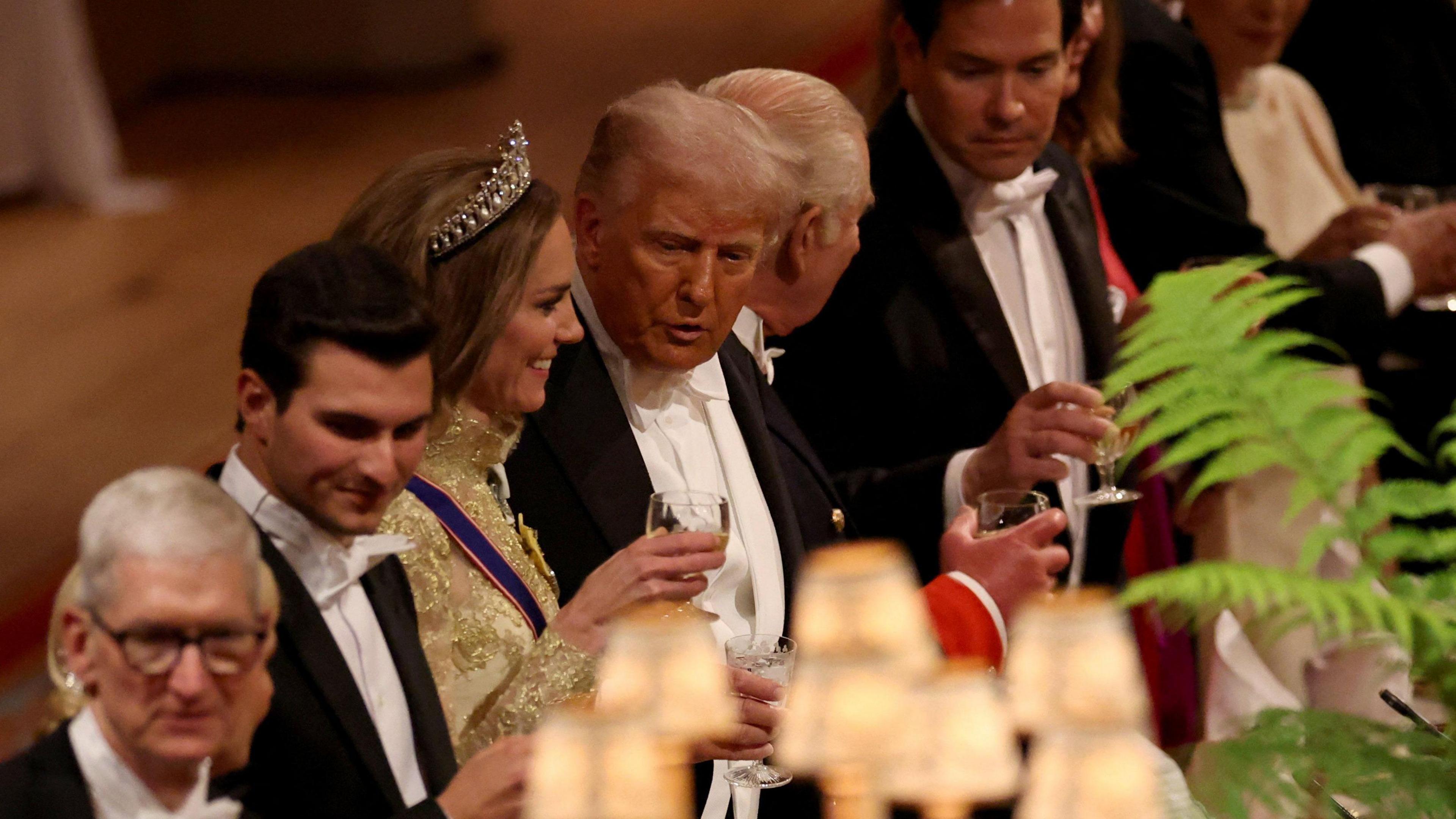 President Trump was sitting next to the Prince of Wales at the state banquet