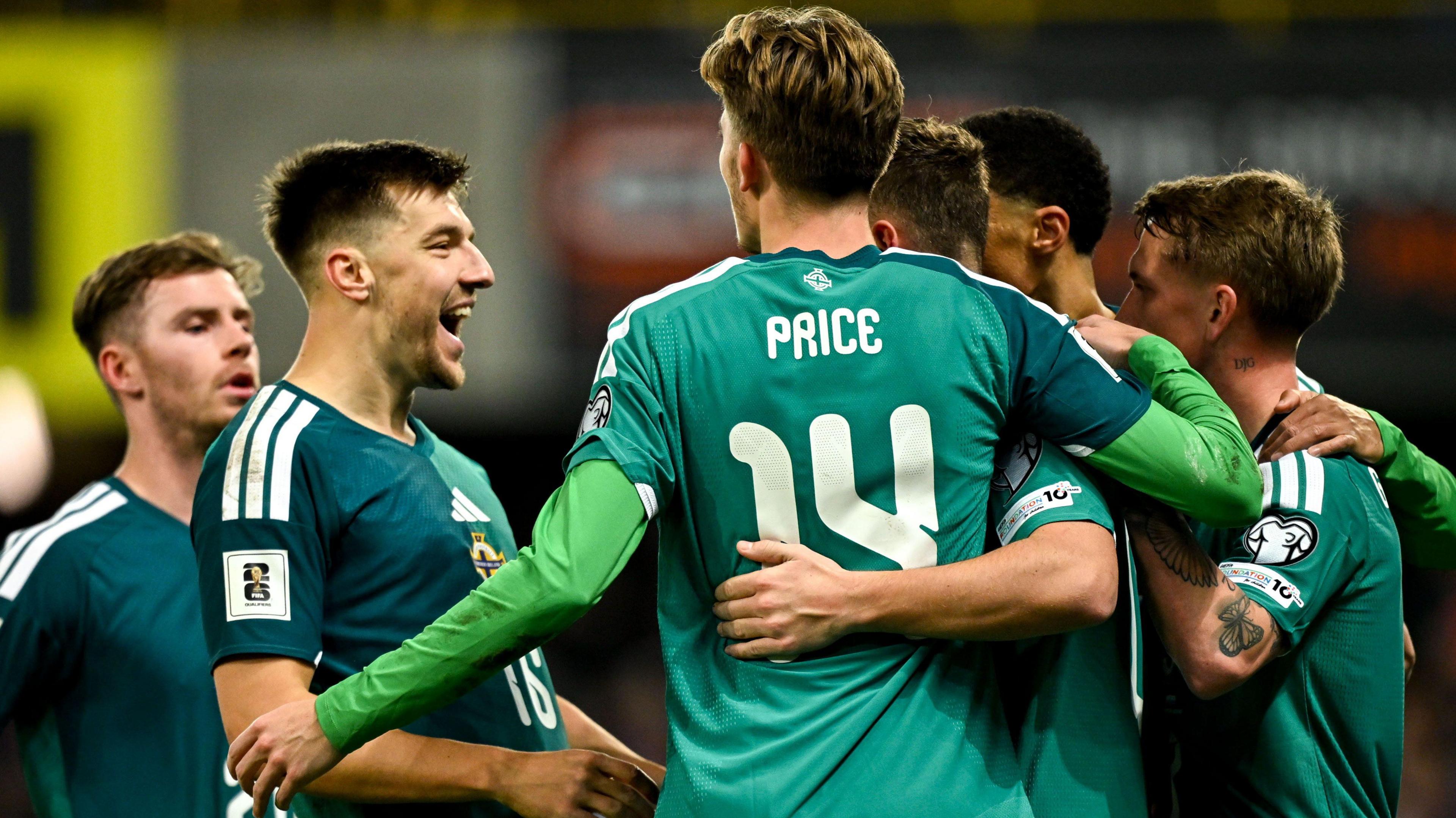 Northern Ireland celebrate scoring a goal against Luxembourg in November