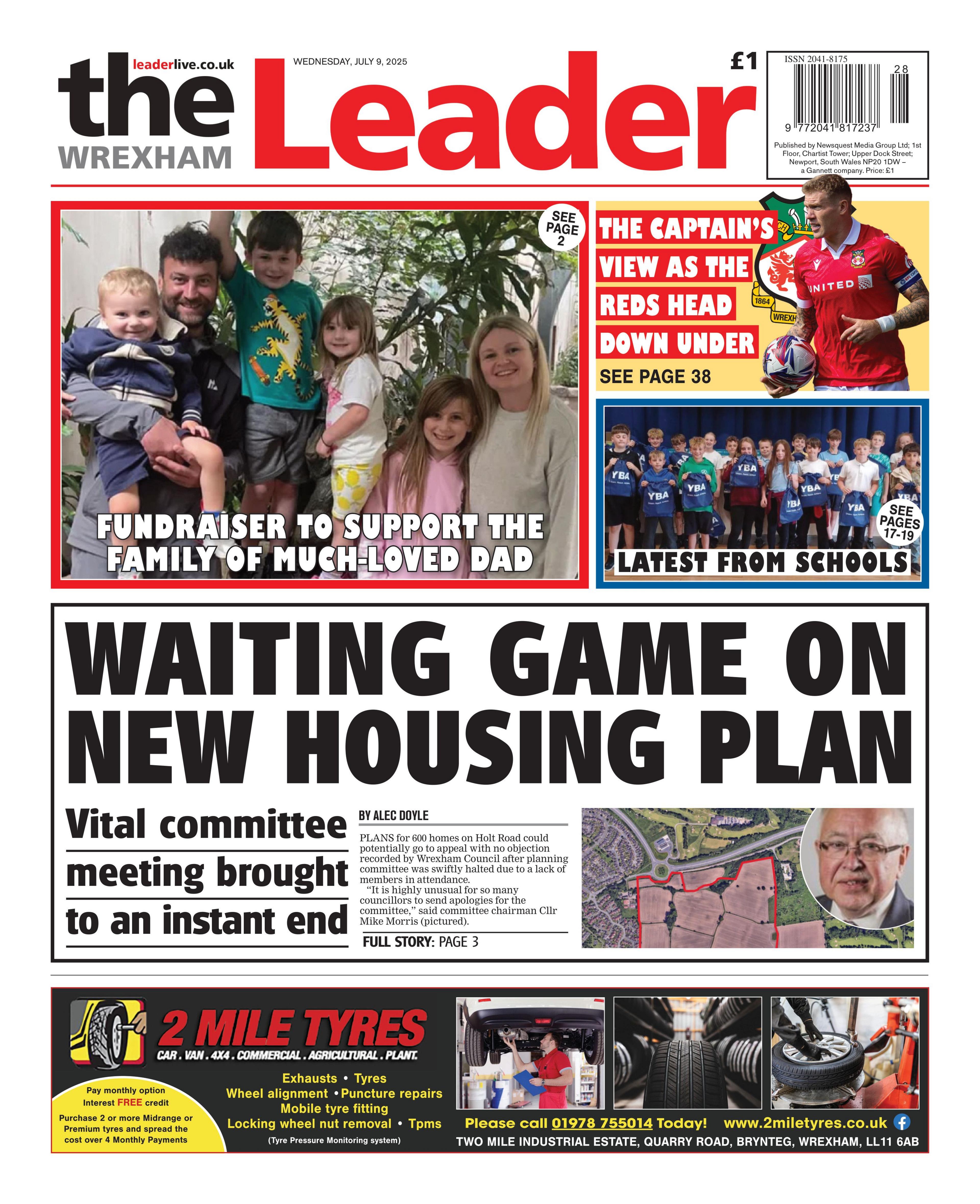 Wrexham Leader front page with headline Waiting game on new housing plan