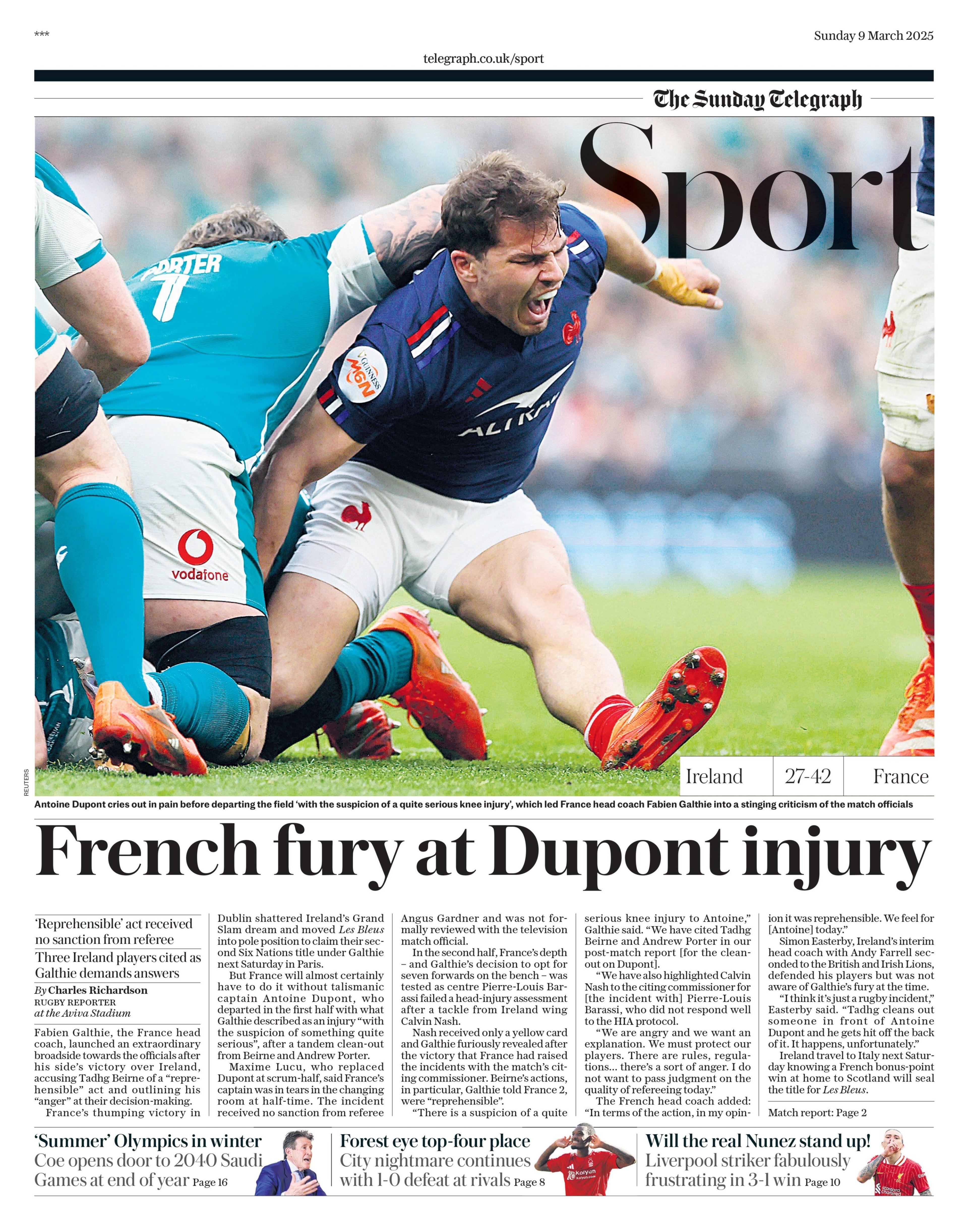 Sunday Telegraph sports section