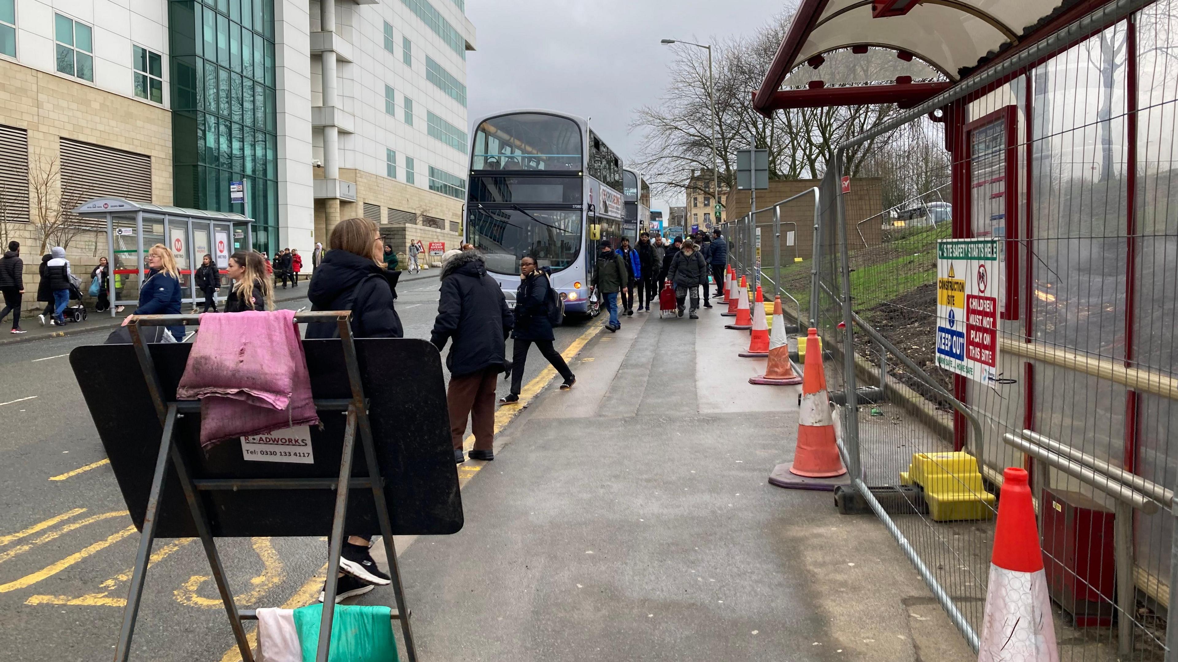 Makeshift bus stops have been set up at the city's Jacob's Well car park