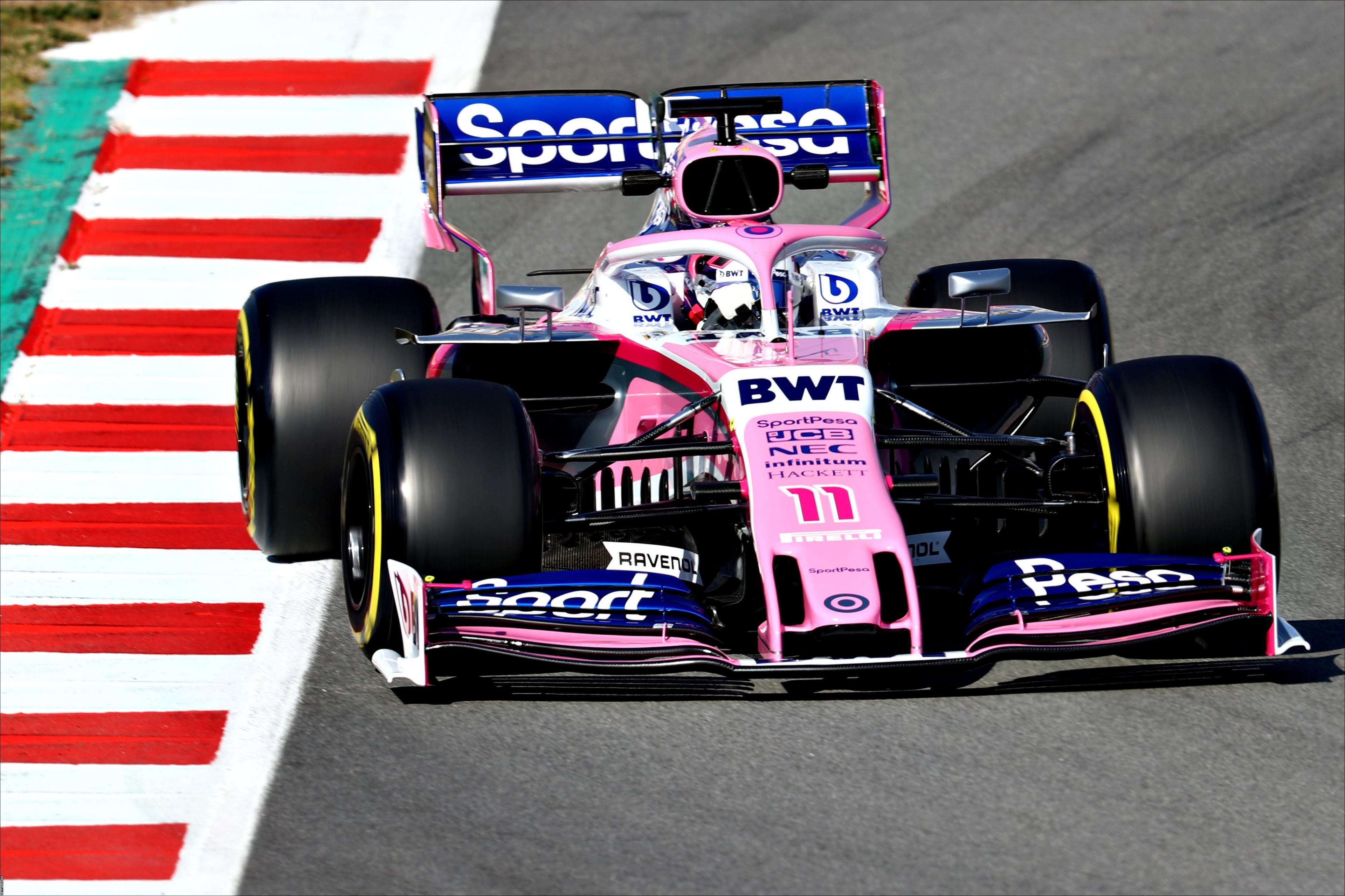 Sergio Perez driving the new Racing Point car