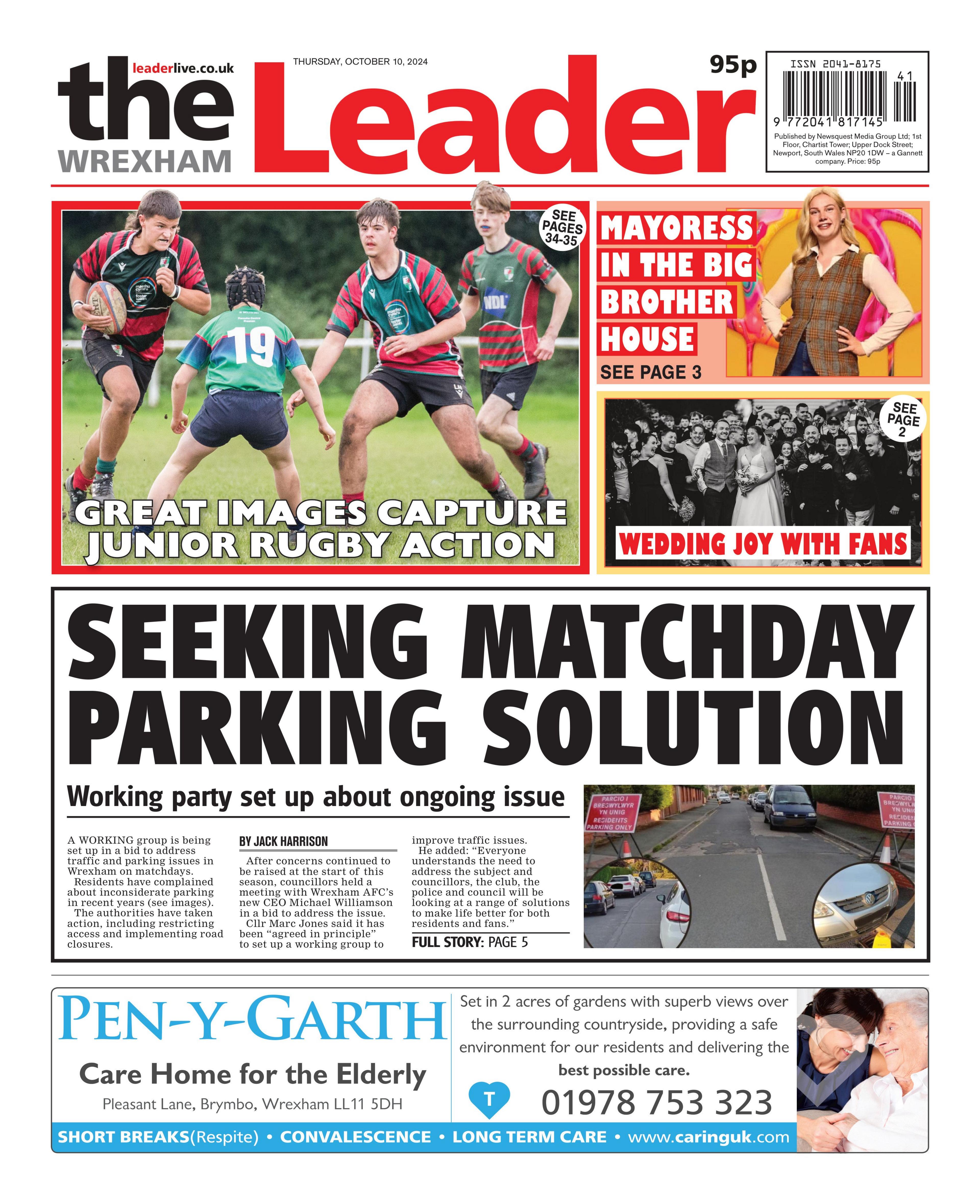 Front page of Wrexham Leader 