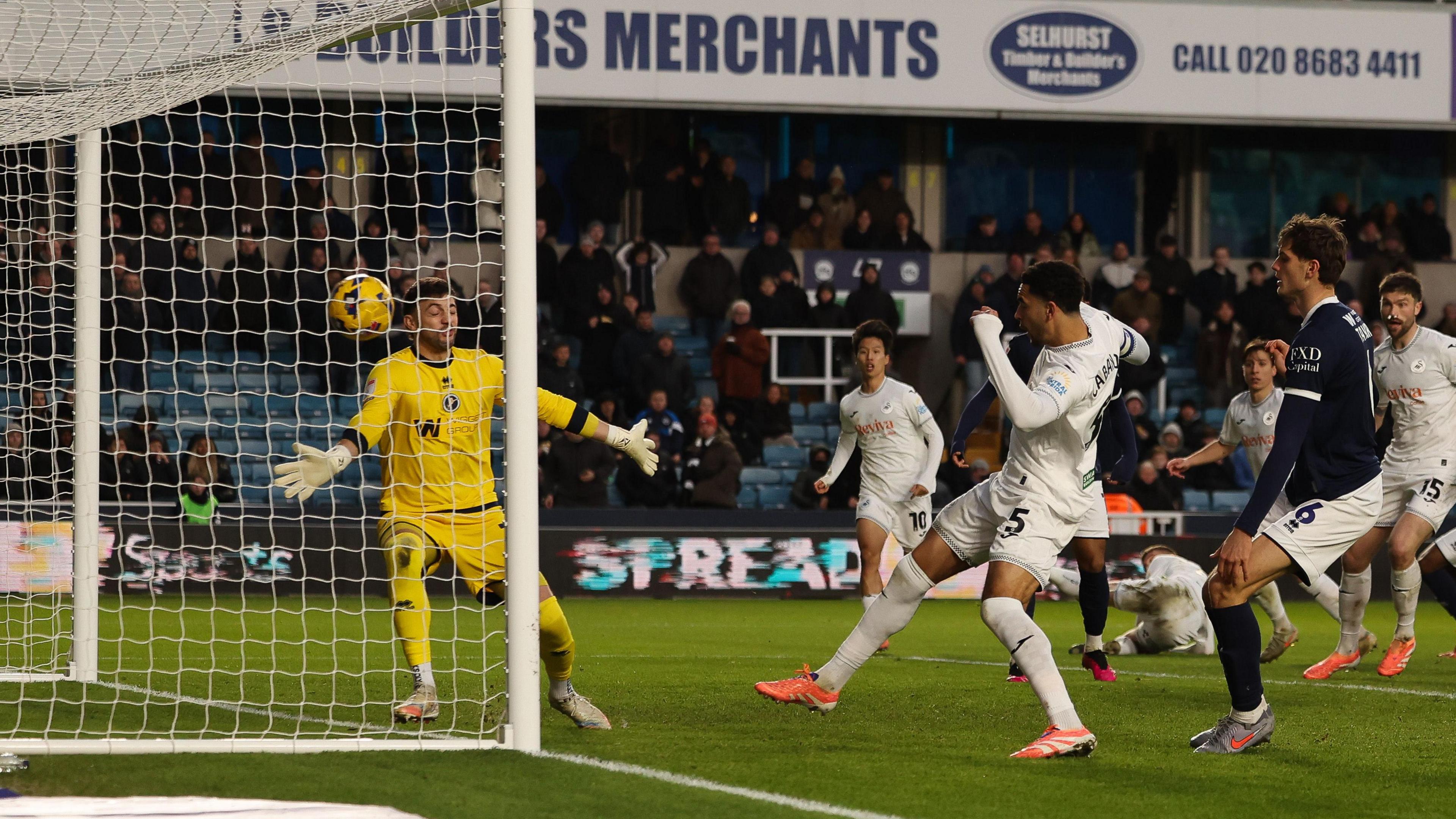 Ben Cabango scores for Swansea 