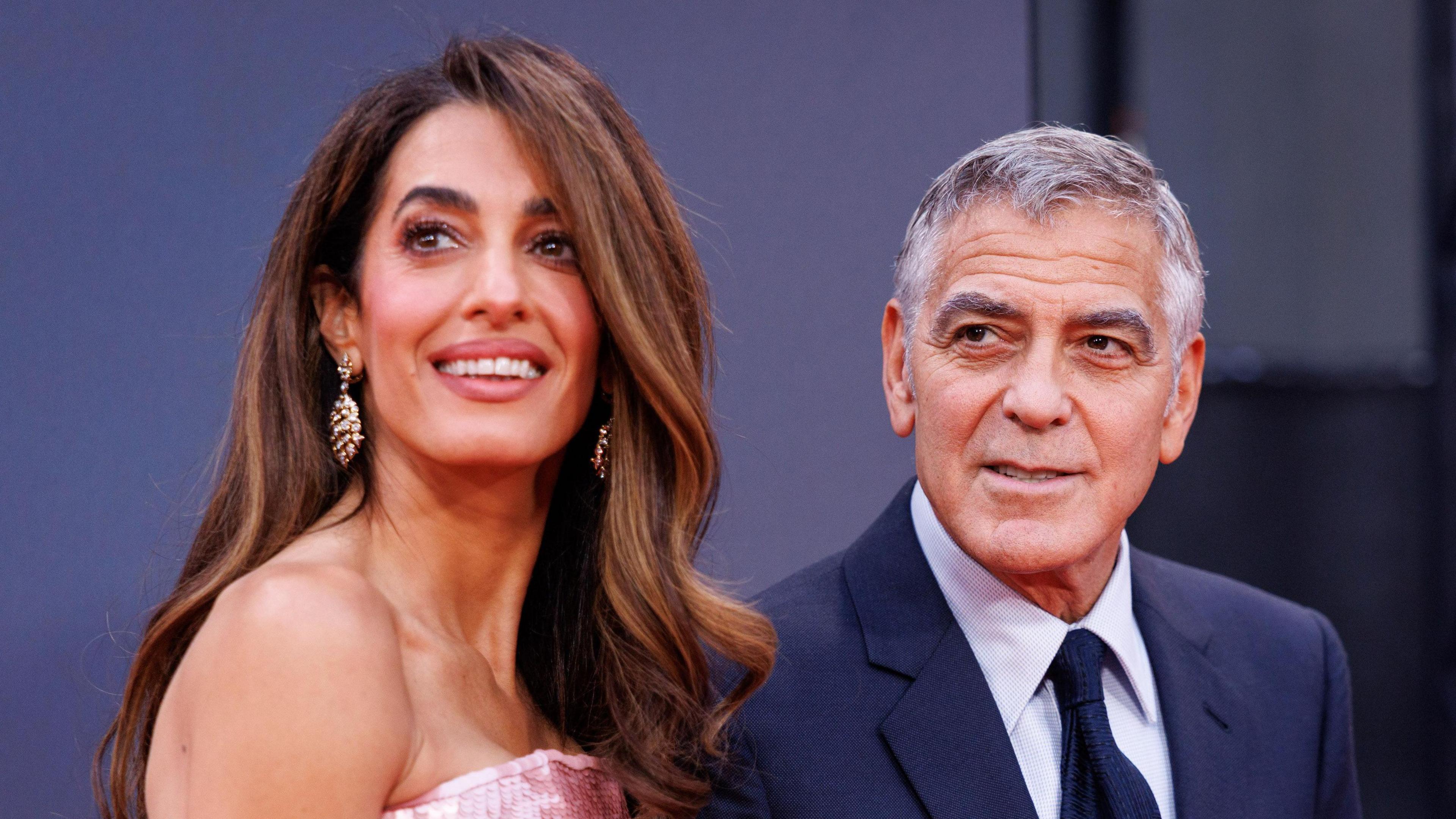 George Clooney on the Jay Kelly red carpet with his wife Amal Clooney