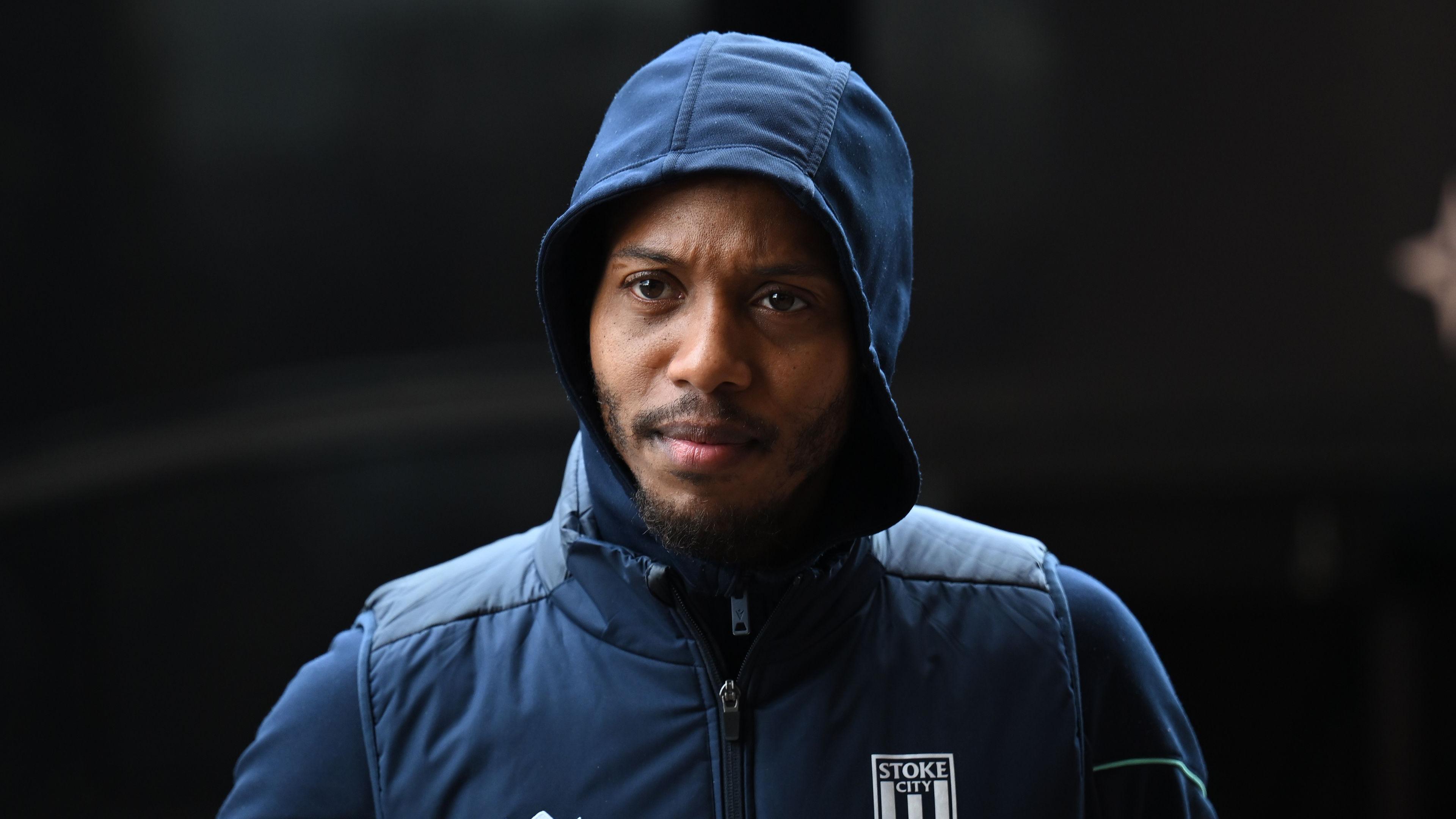 Stoke City's Daniel Johnson on bench duty 