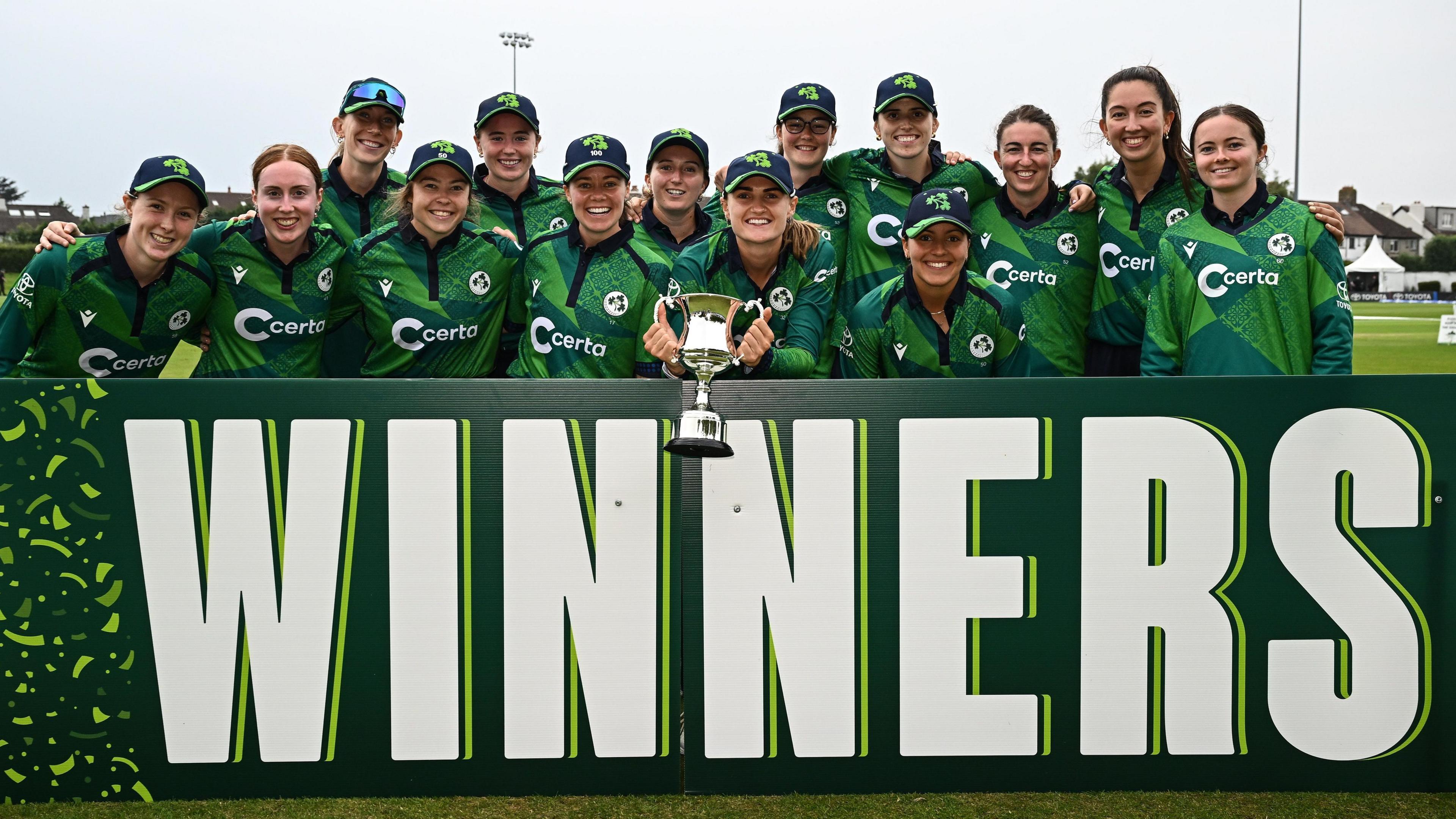Ireland with the T20 series trophy