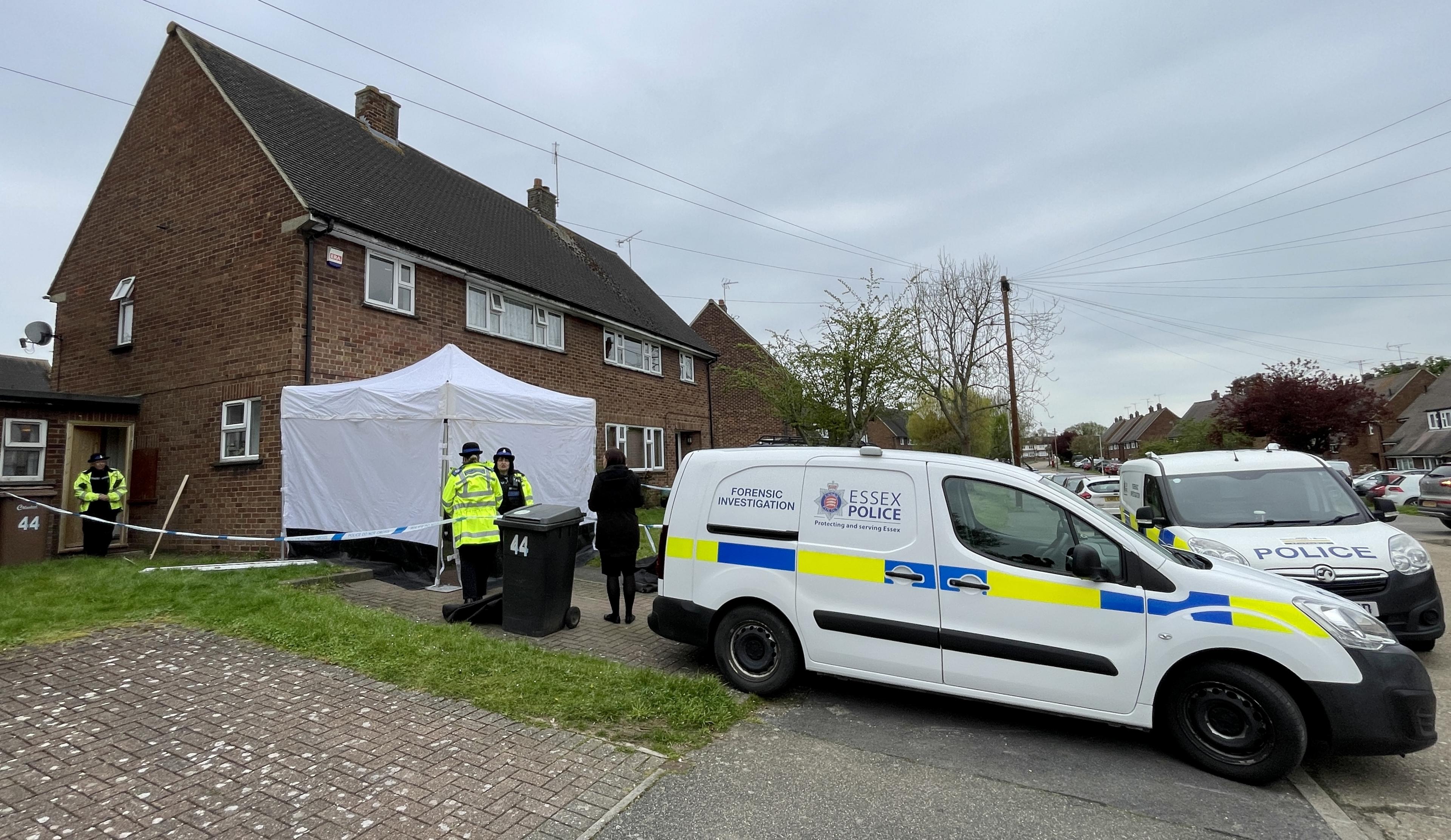 Forensic services outside the house of the woman who died in Rothmans Avenue, Chelmsford