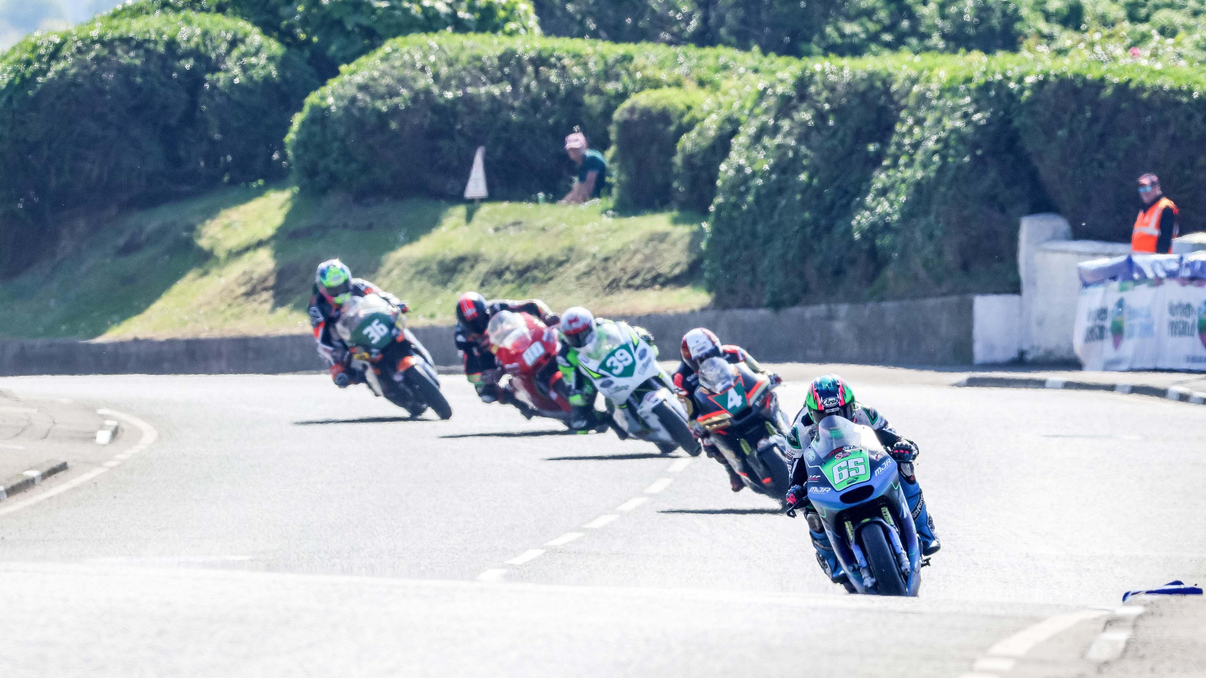 Riders in the Supertwin race at the NW200