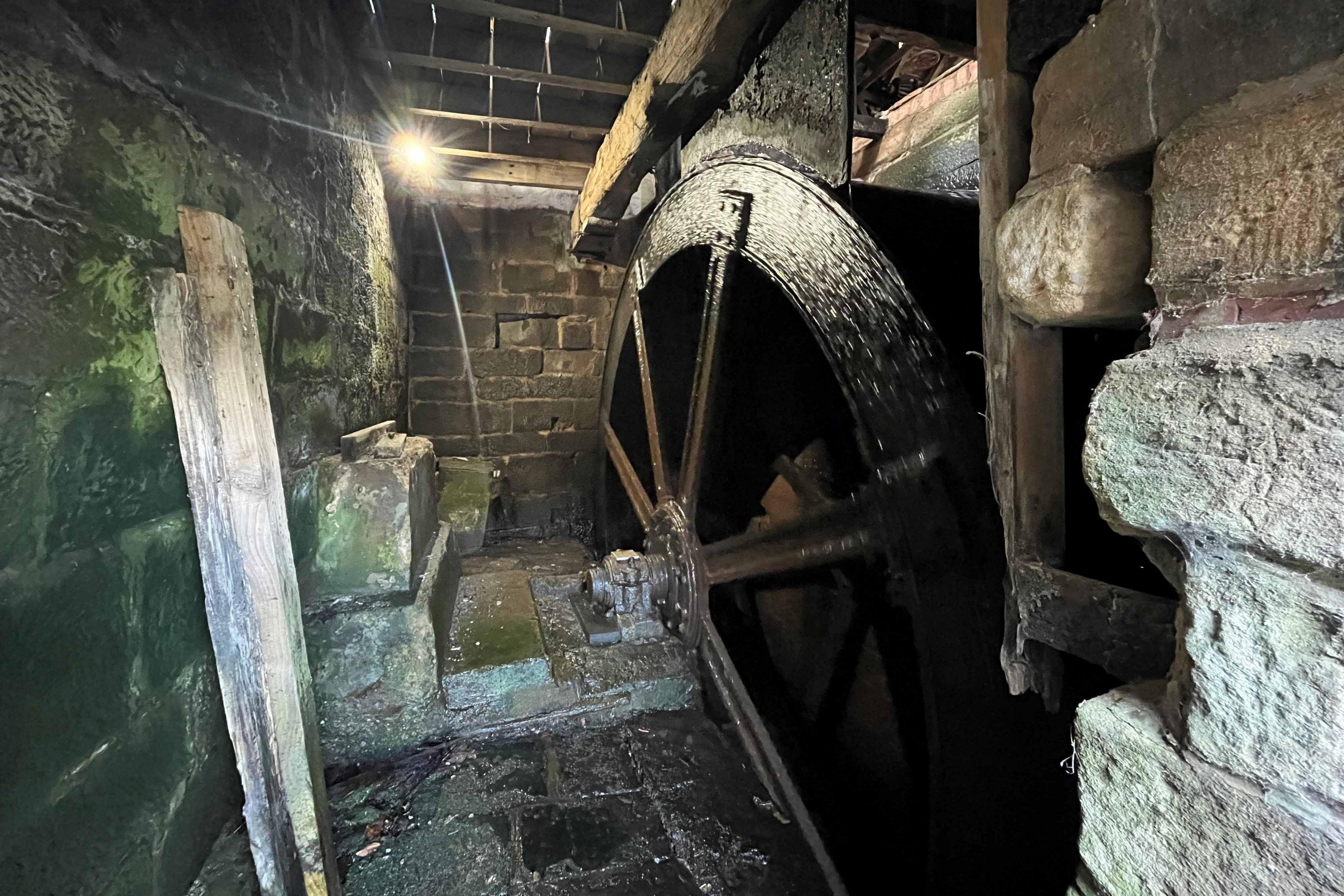 A water wheel at Worsbrough Mill in Barnsley