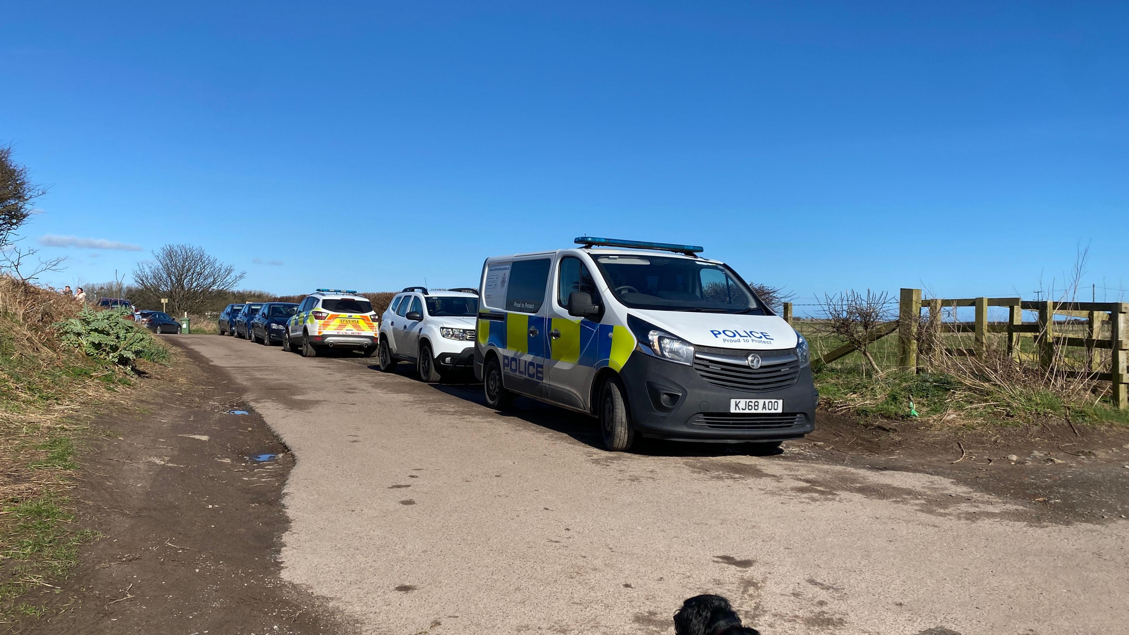 Two police vehicles parked in a layby