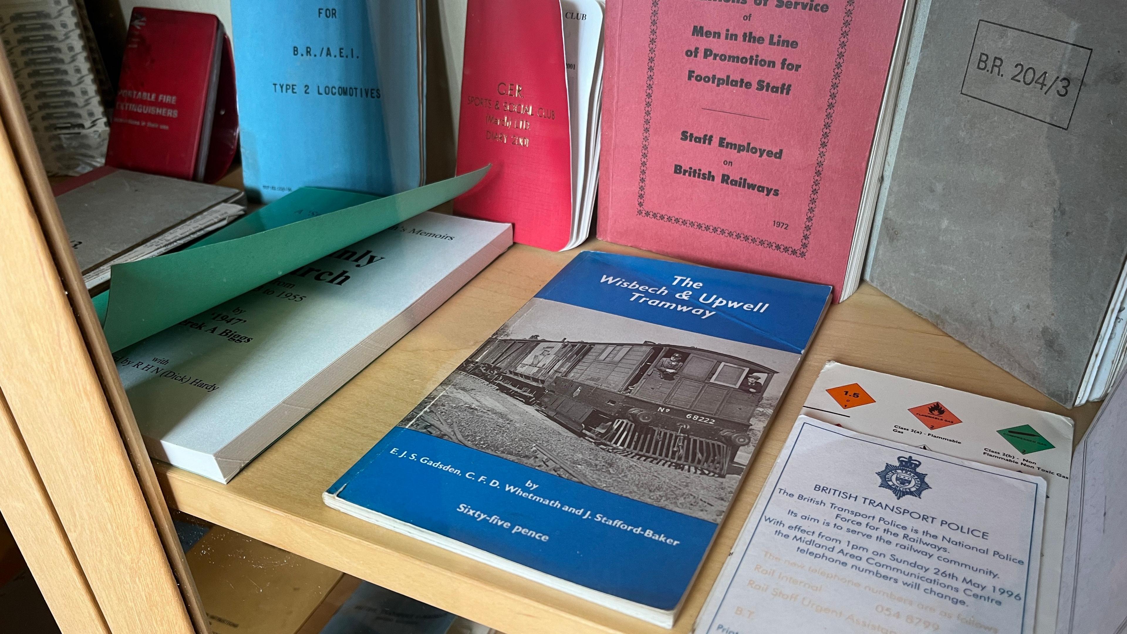 A collection of old books about railways and staff manuals for people working on the railways