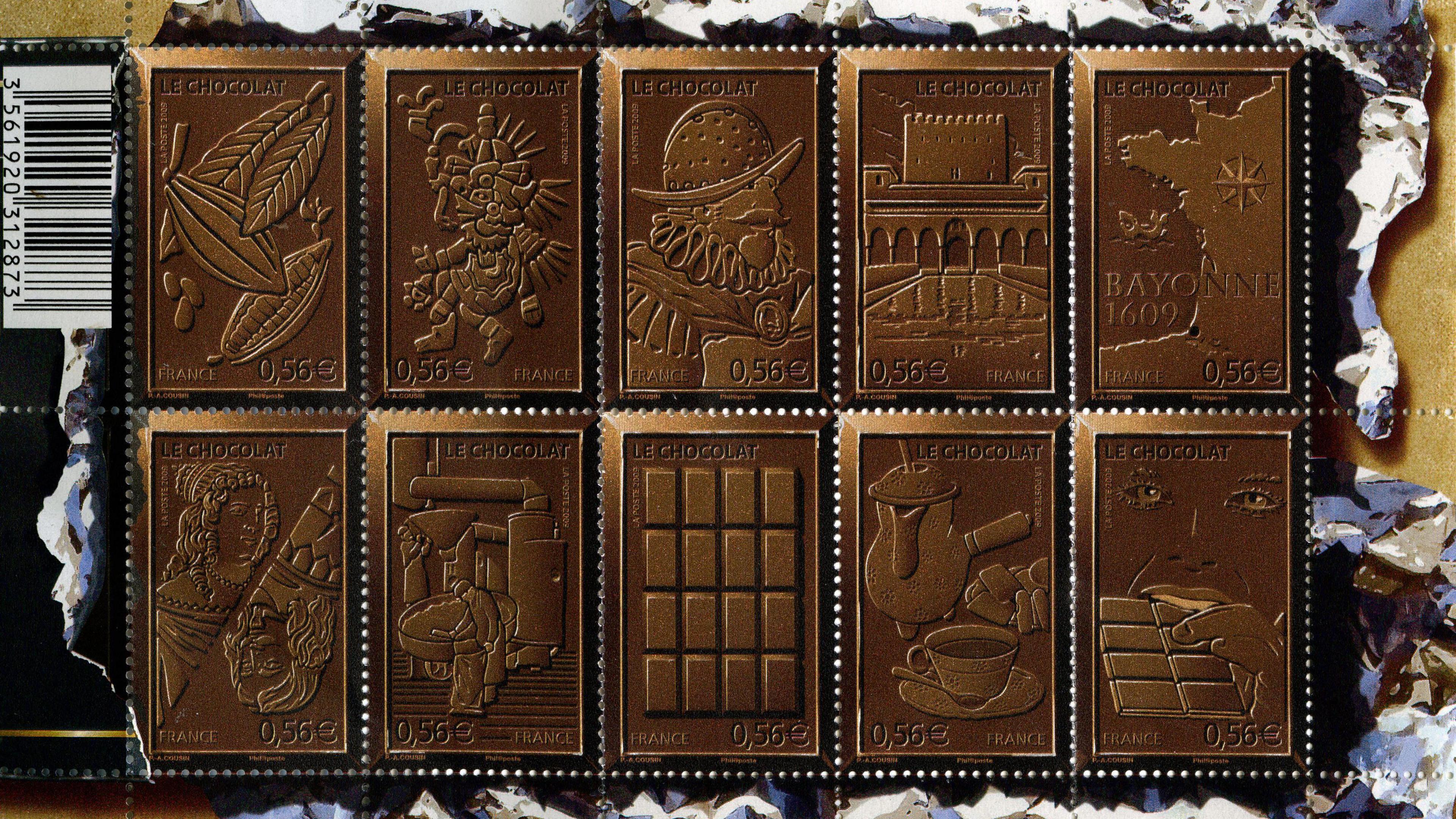 Chocolate-flavoured stamps made in Paris