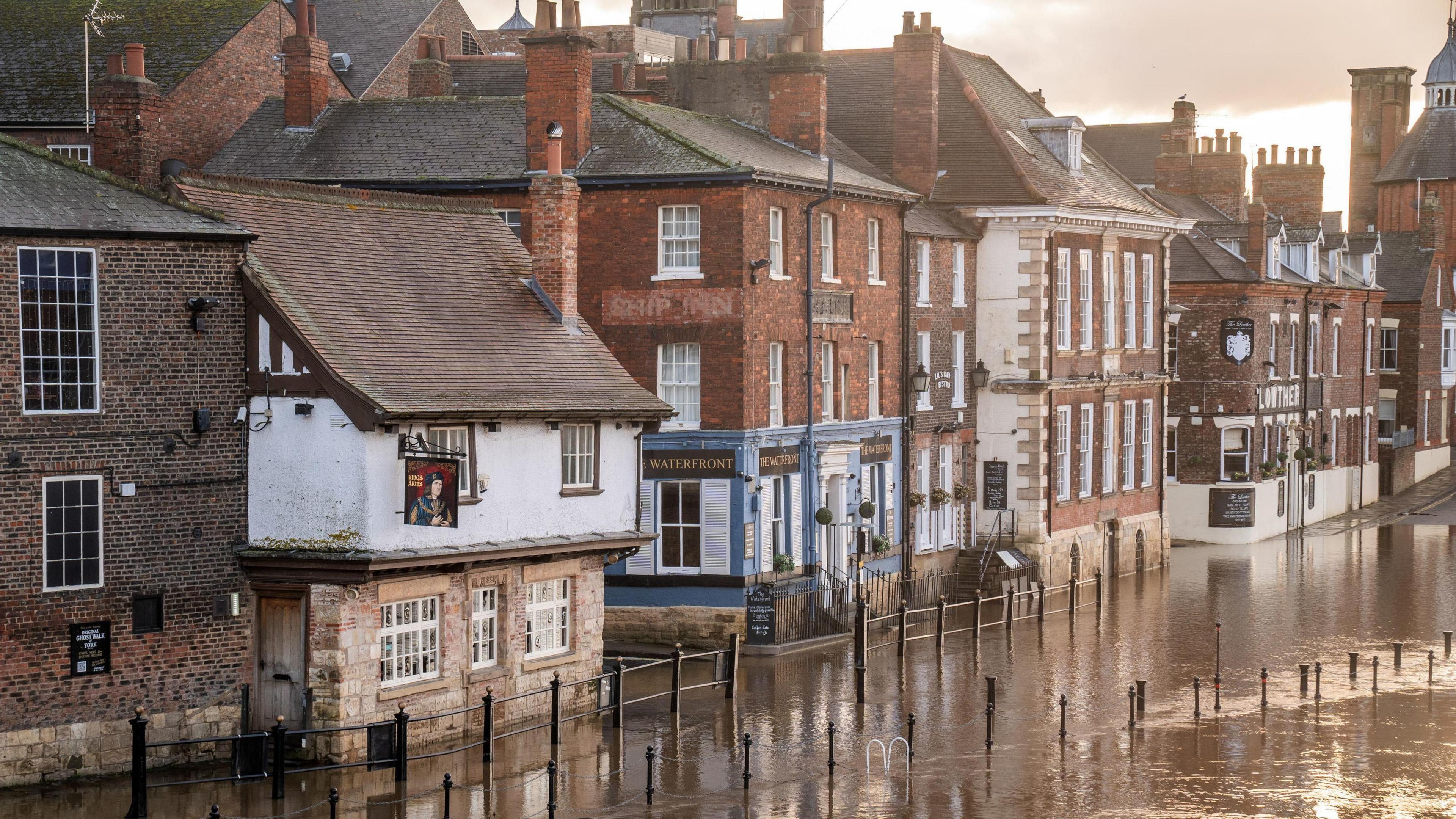 Flooding in York where the River Ouse has burst its banks