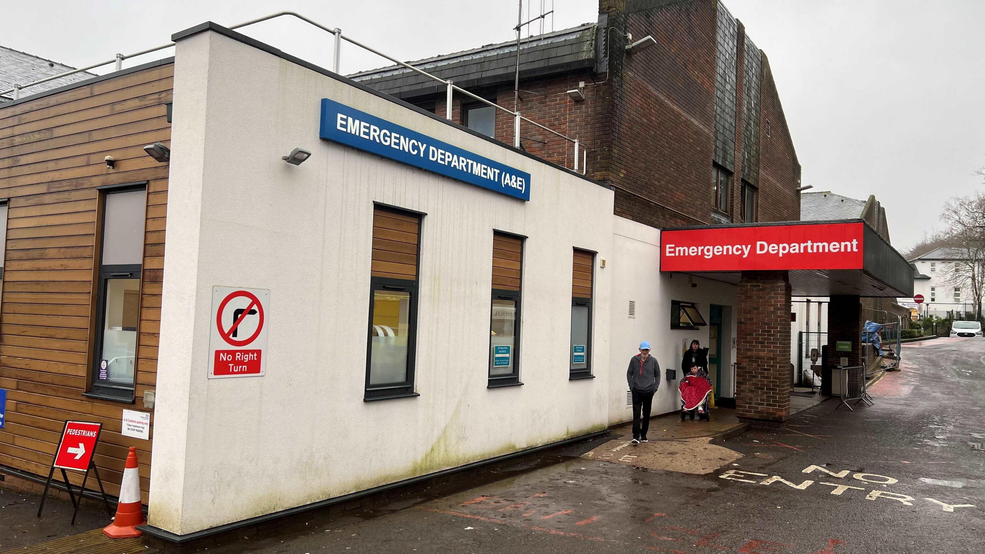 A general view of the outside of the A&E building at Royal Hampshire County Hospital- Winchester.