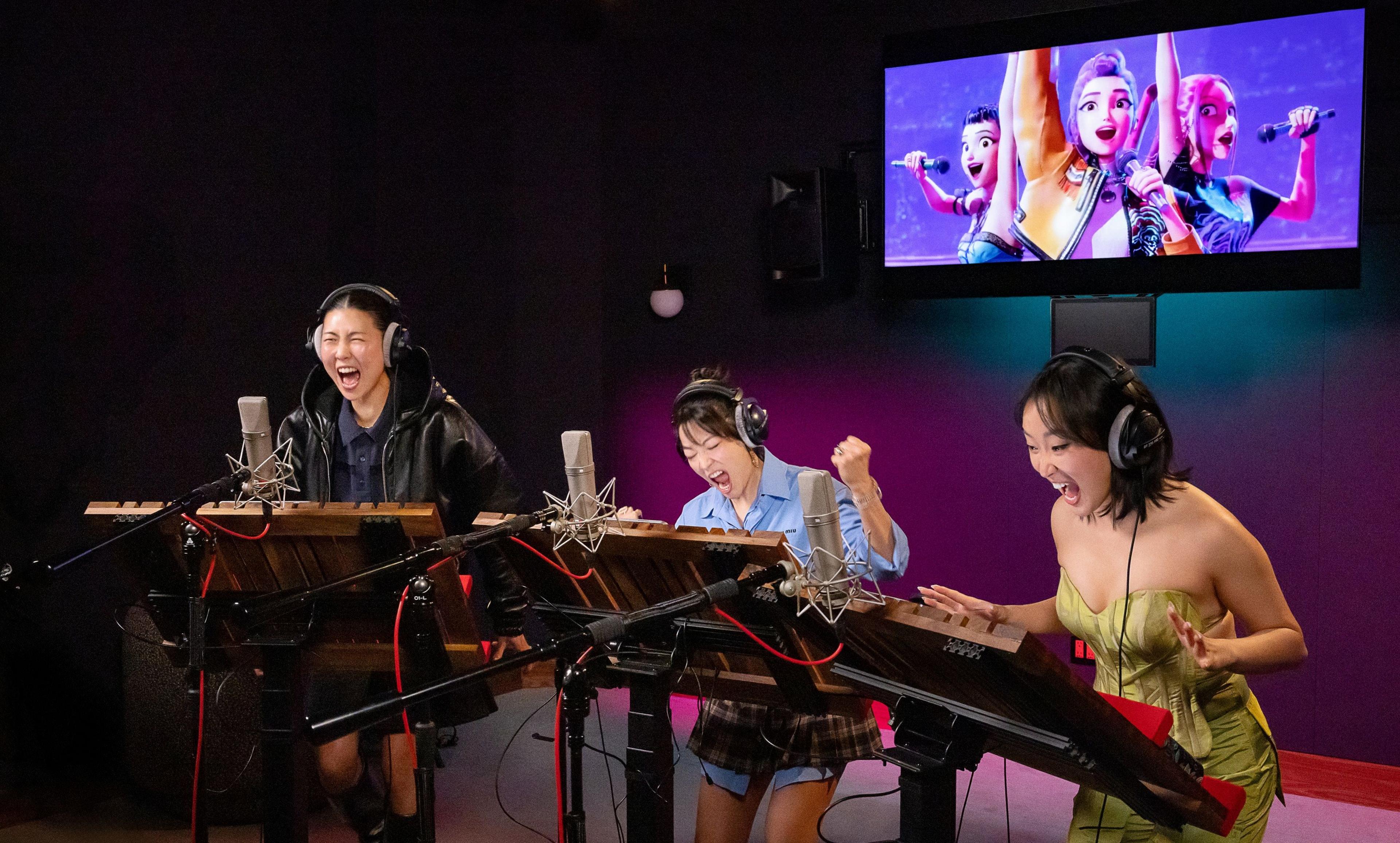 Ji-young Yoo (voice of ZOEY), Arden Cho (voice of RUMI) and May Hong (voice of MIRA)