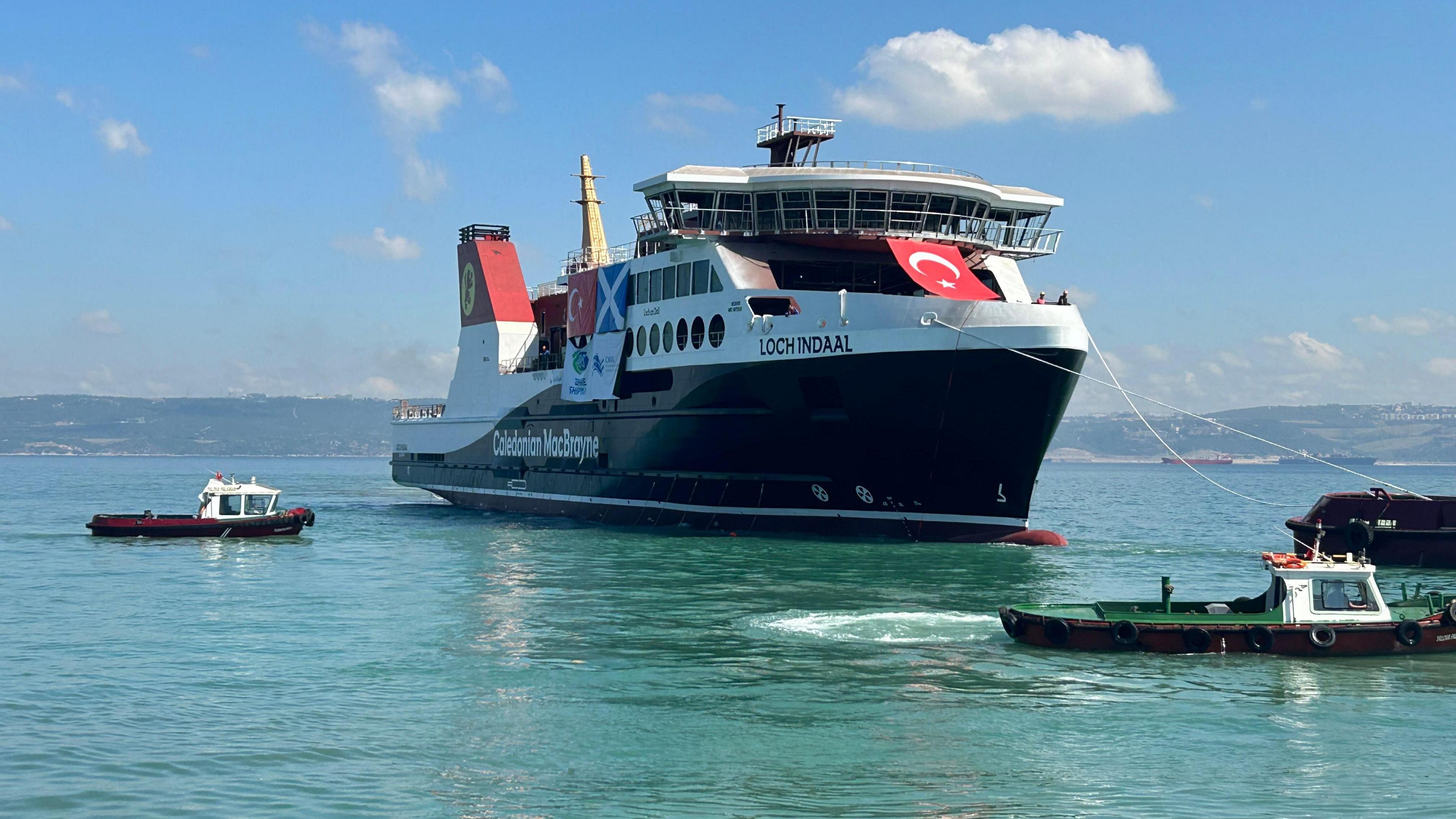 The MV Loch Indaal ferry at its official launch in Turkey