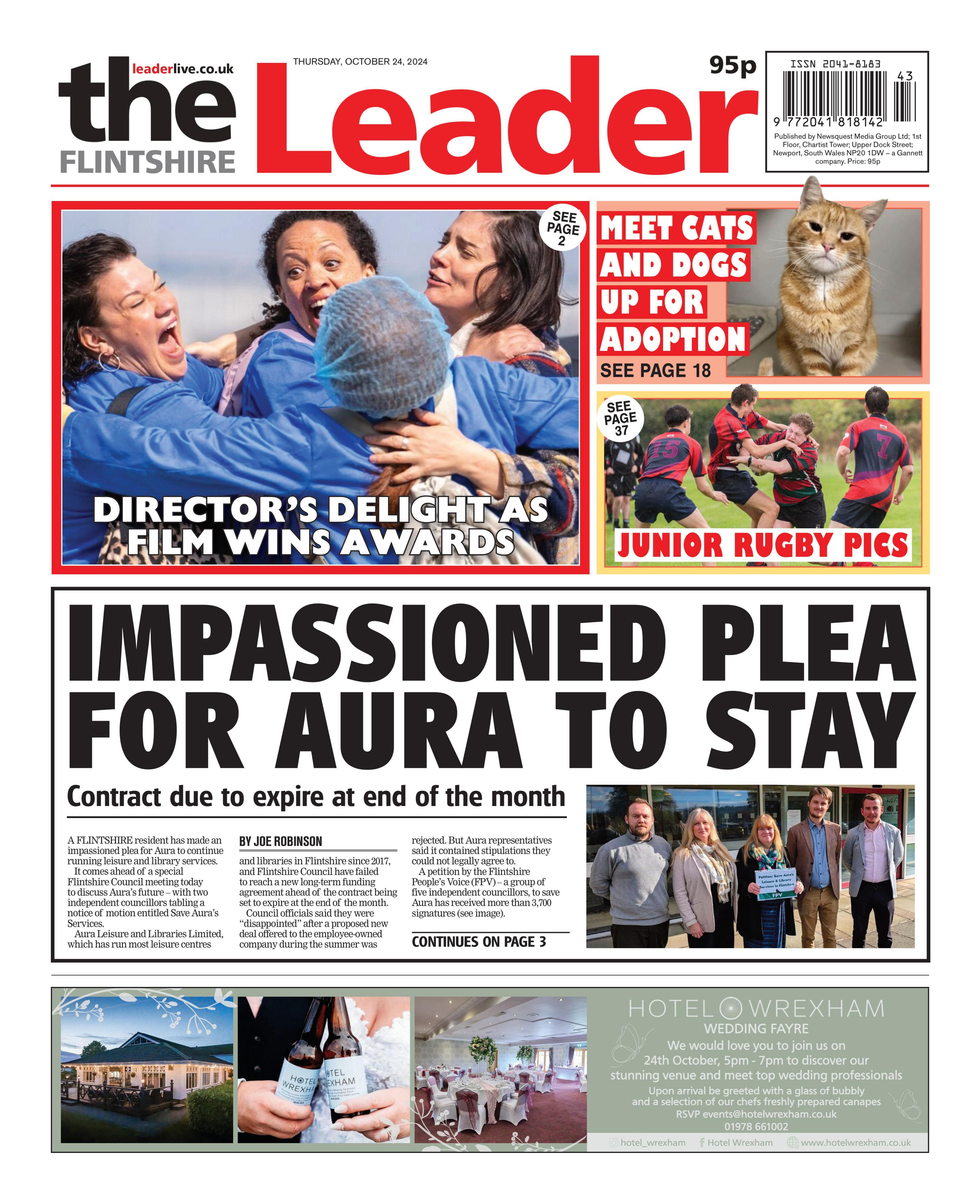 Front page of the Flintshire Leader 