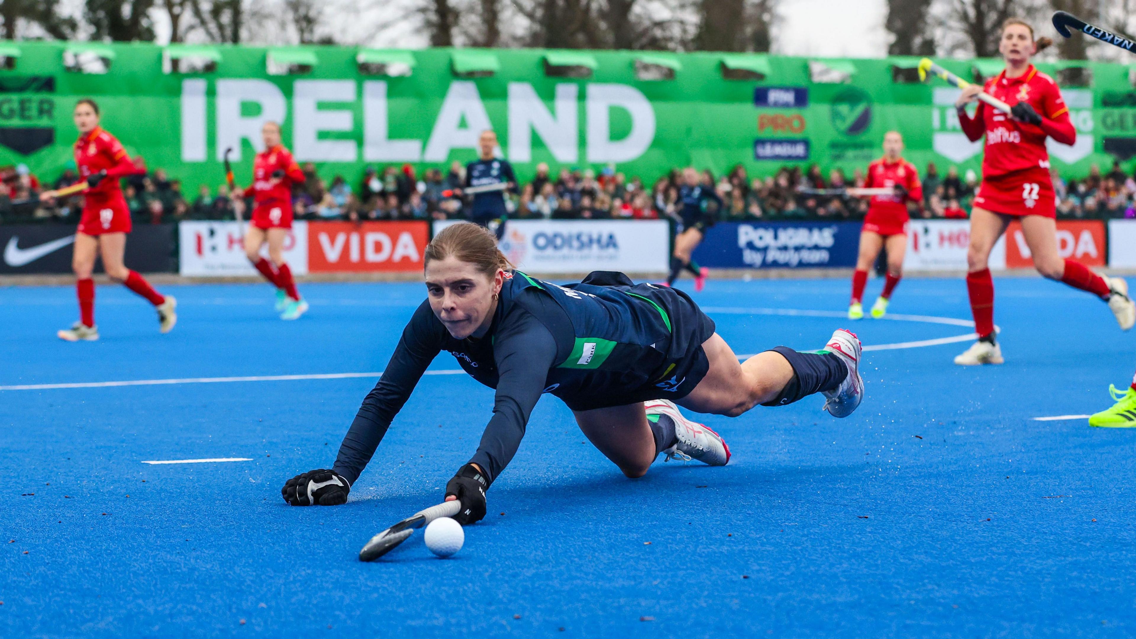 Katie Mullan giving it everything for Ireland in the Pro League