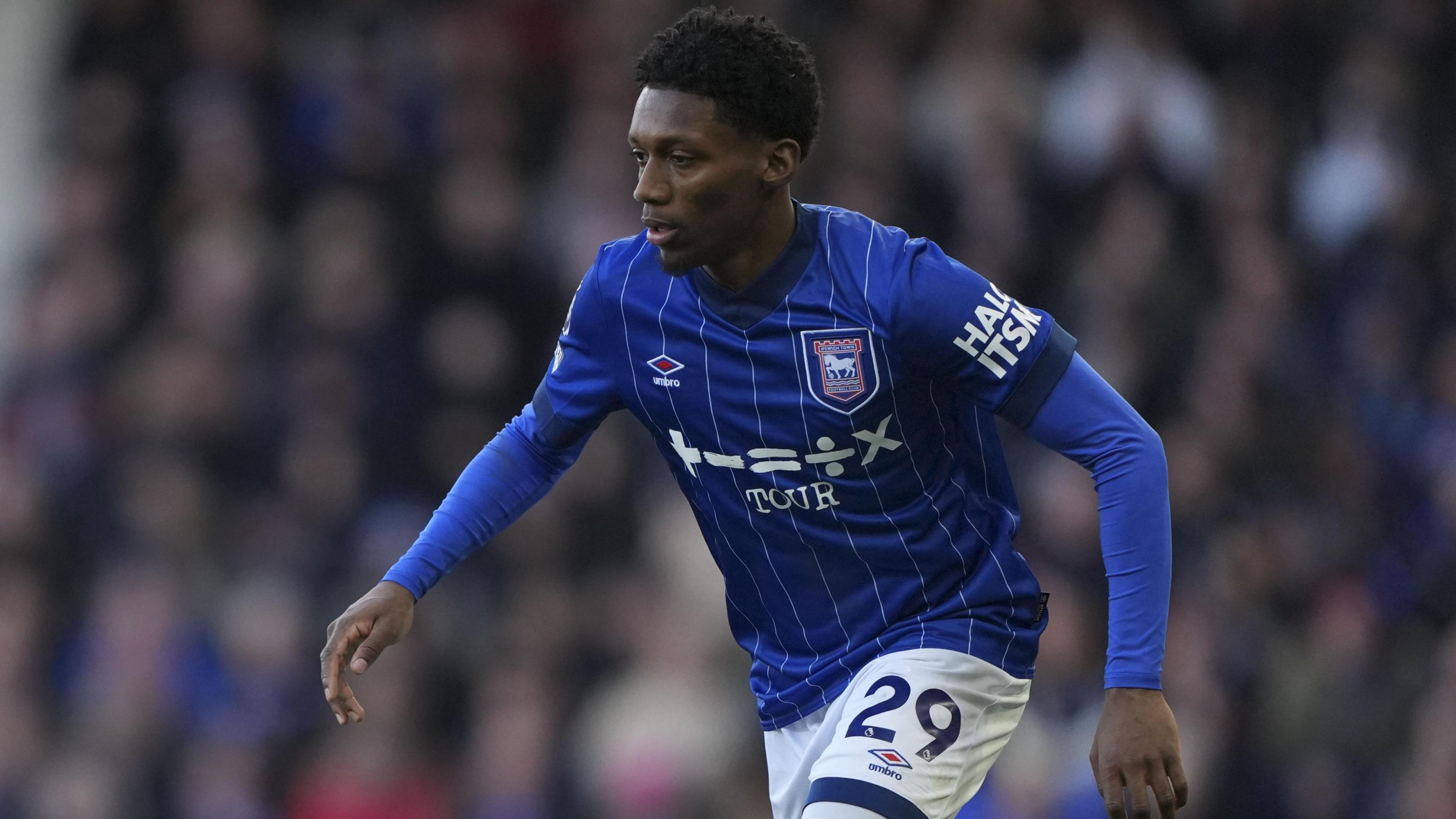 Jaden Philogene in action for Ipswich Town