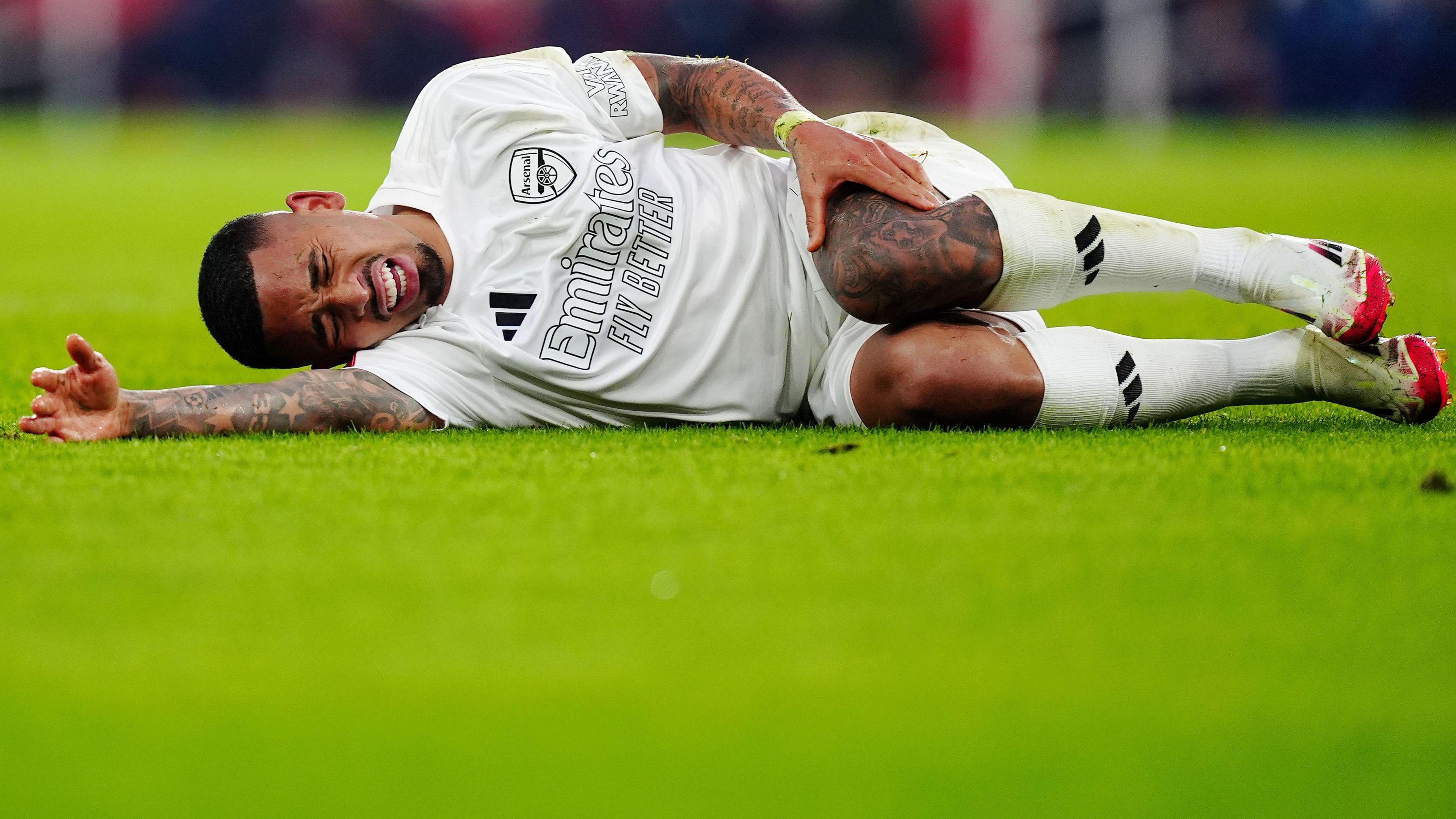 Gabriel Jesus lies on the floor