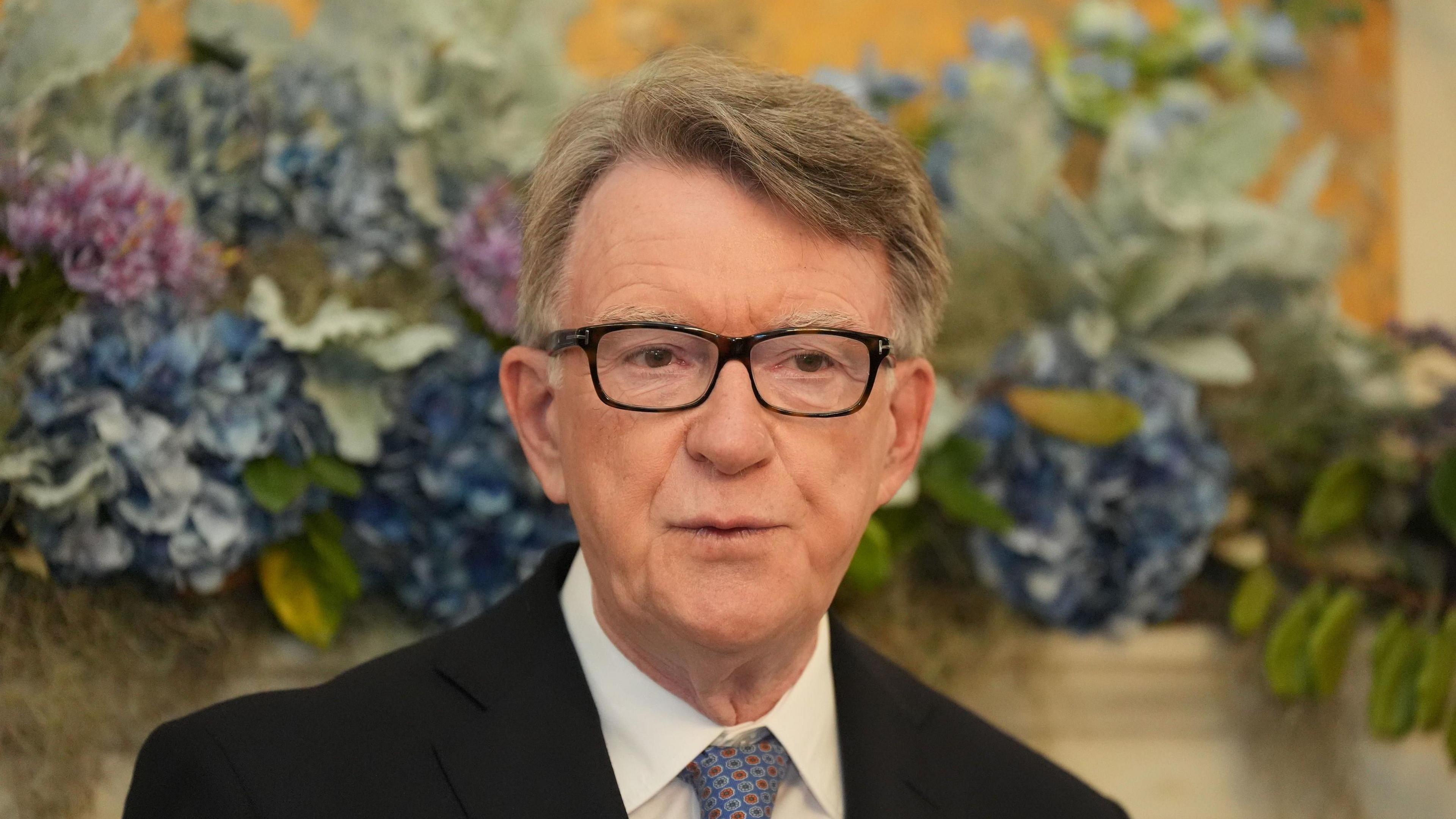Lord Peter Mandelson speaking at the British Embassy in Washington DC.