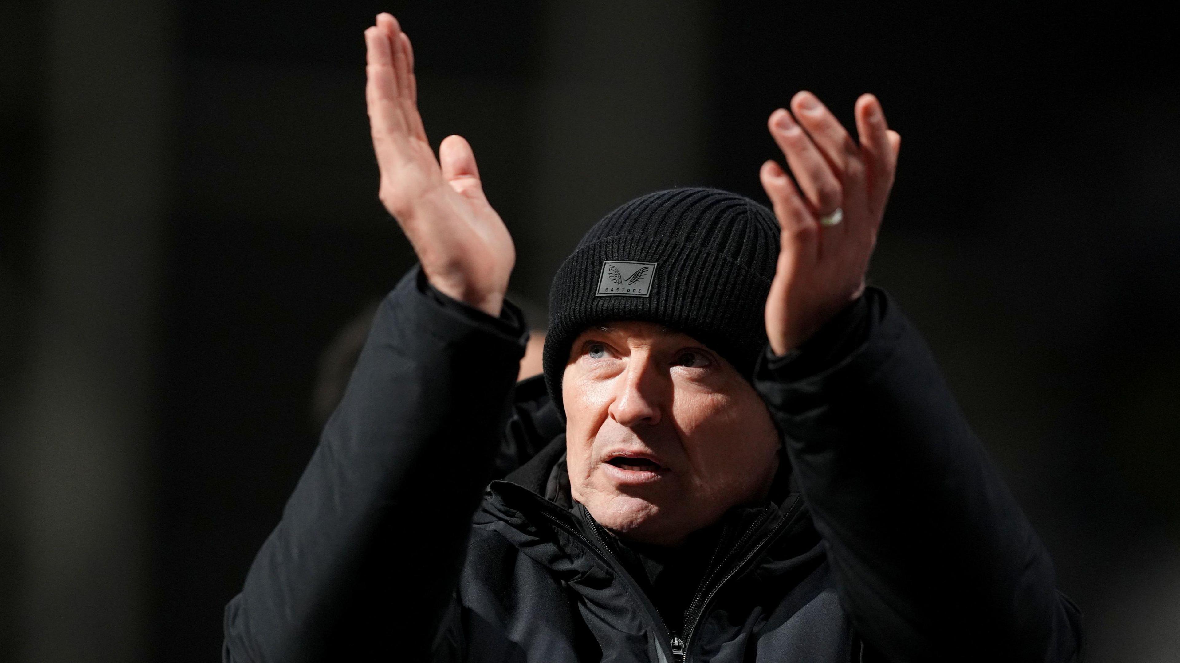 Paul Heckingbottom applauds the Preston North End supporters during their 3-0 win over Sheffield Wednesday