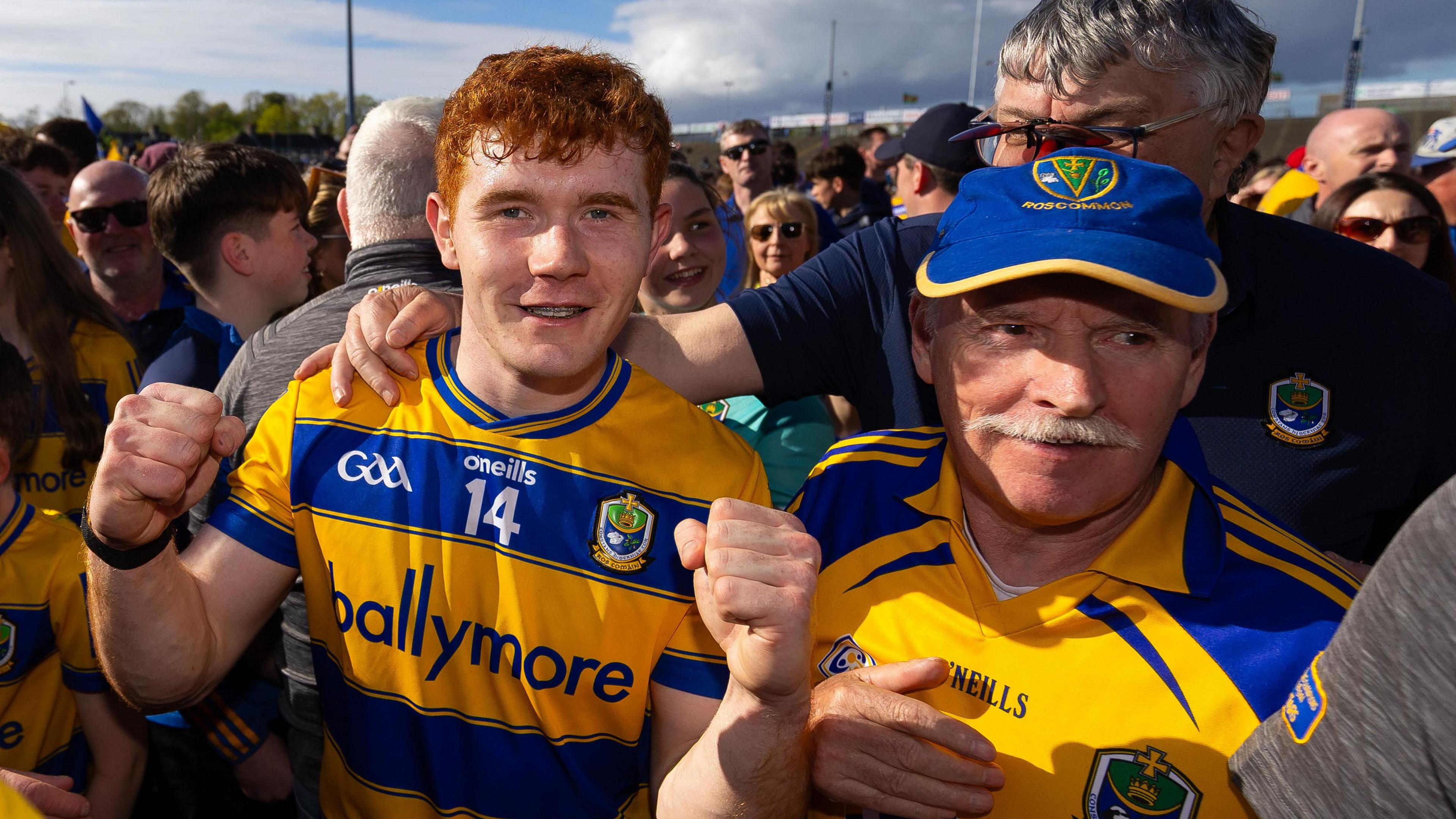 Colm Neary celebrates with Roscommon supporters