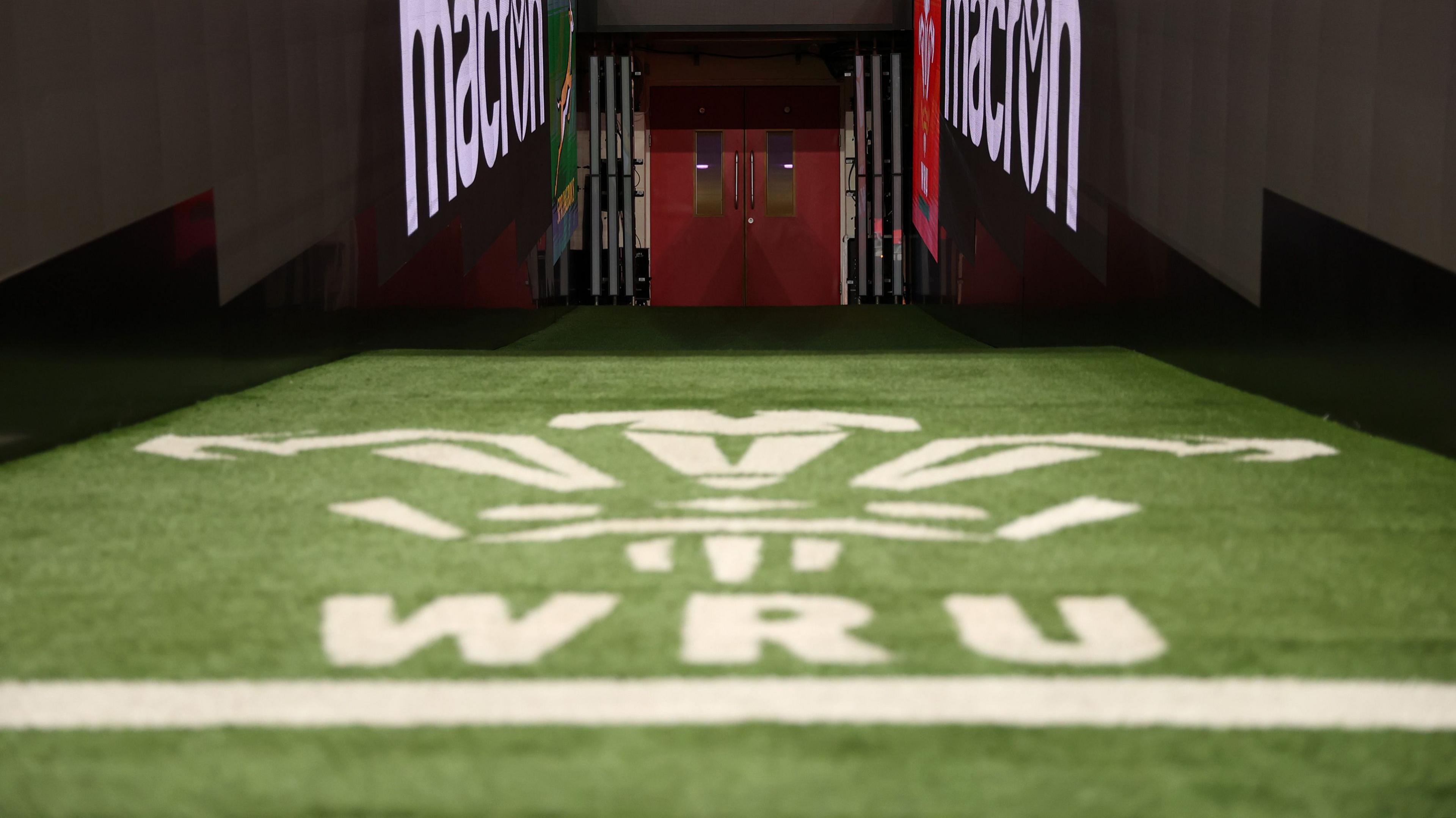 WRU logo on grass
