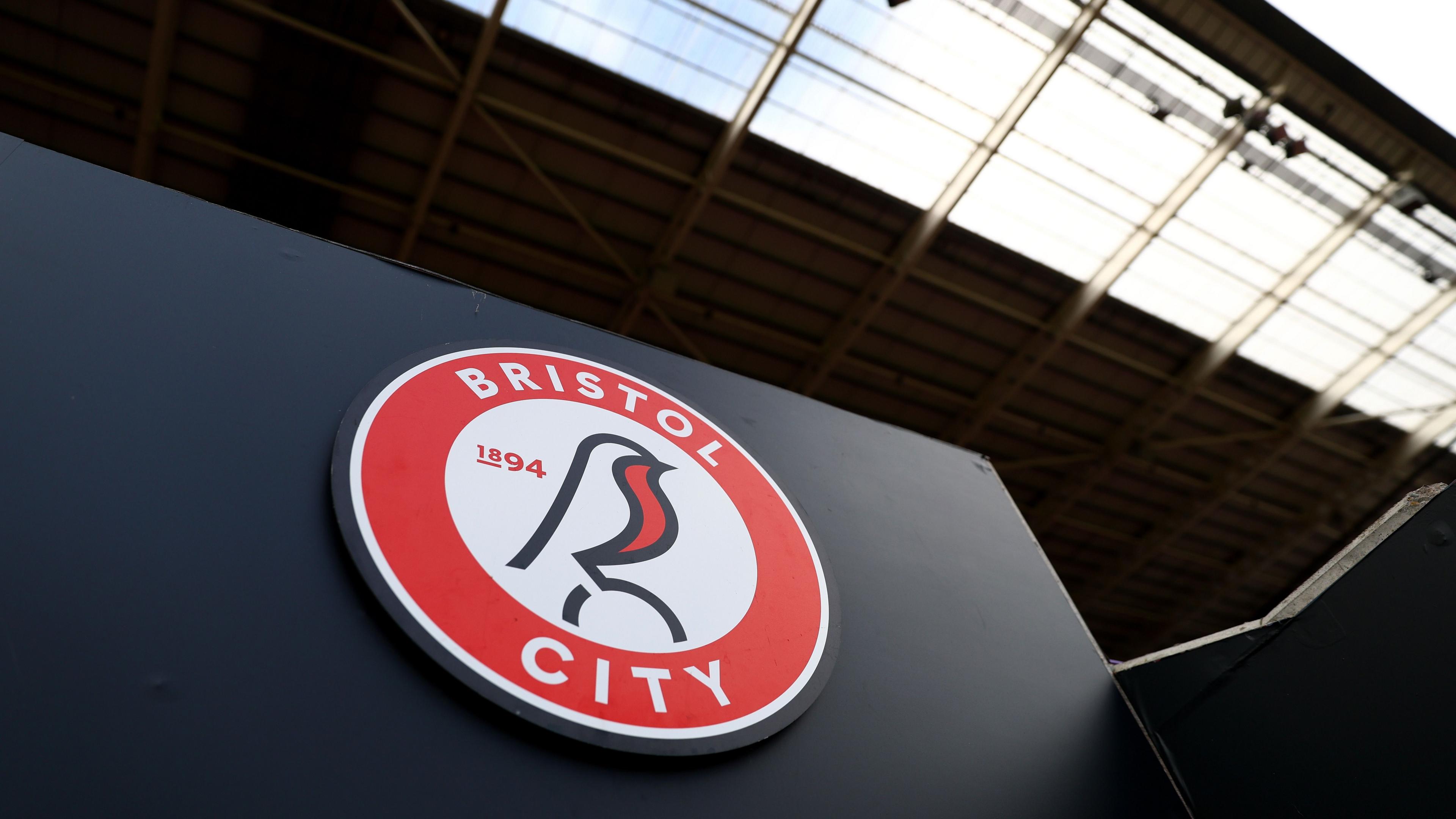 Bristol City logo on a stand at Ashton Gate