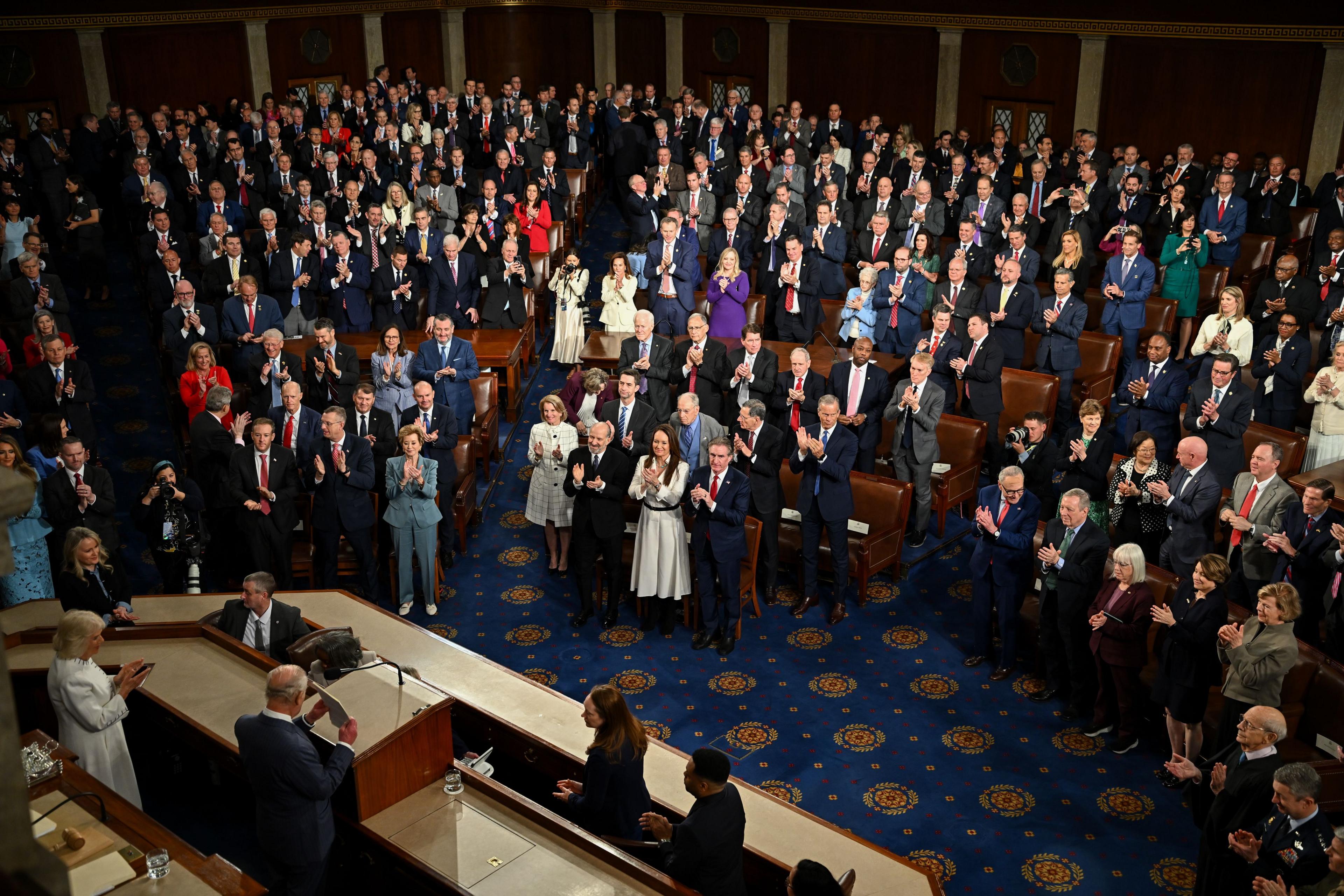 King Charles III speaks during a joint address to Congress in the House Chamber at the US Capitol 