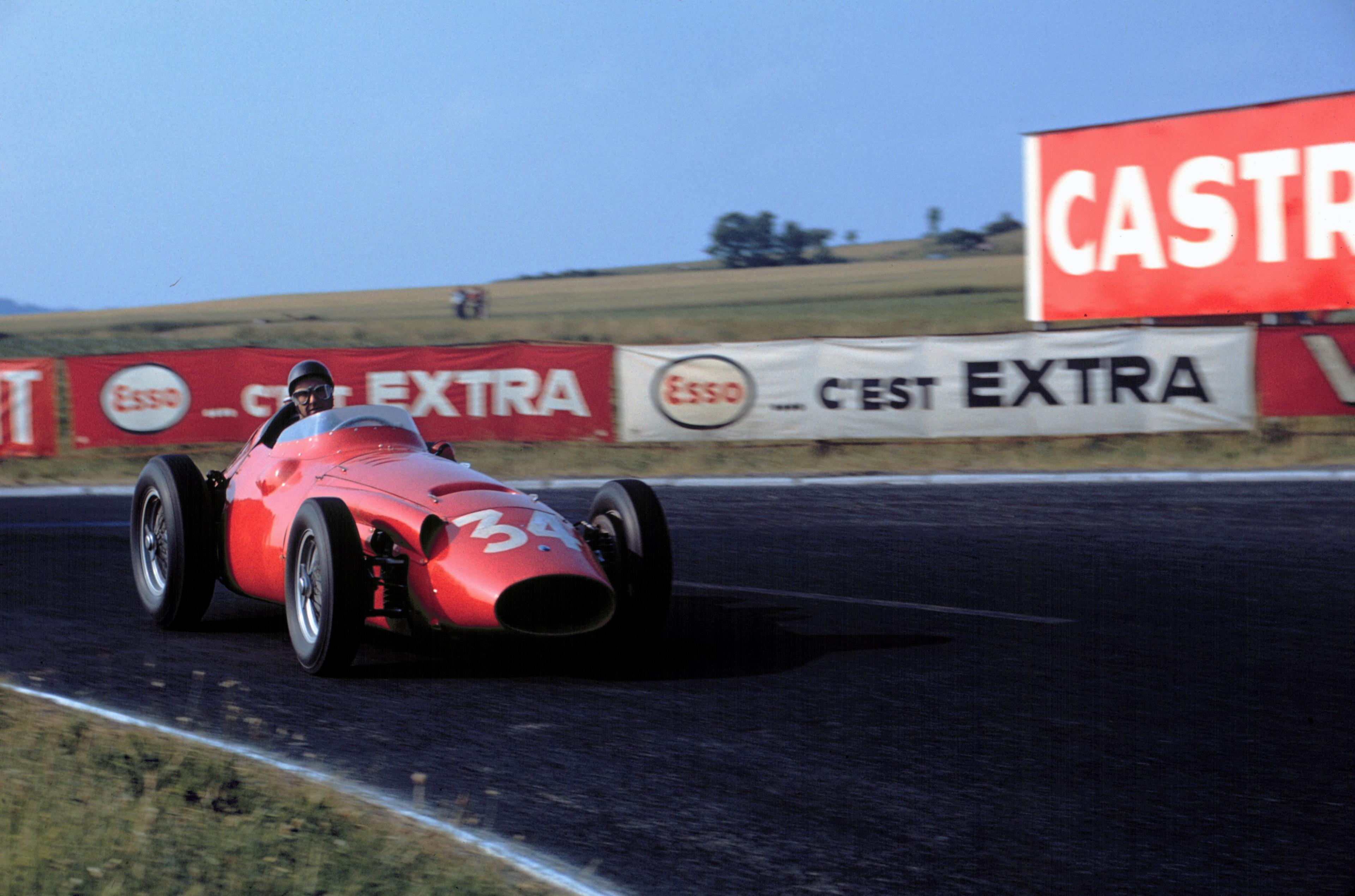 Juan Fangio driving the Maserati 250F during the 1958 French Grand Prix, the final F1 race for the five-time world champion
