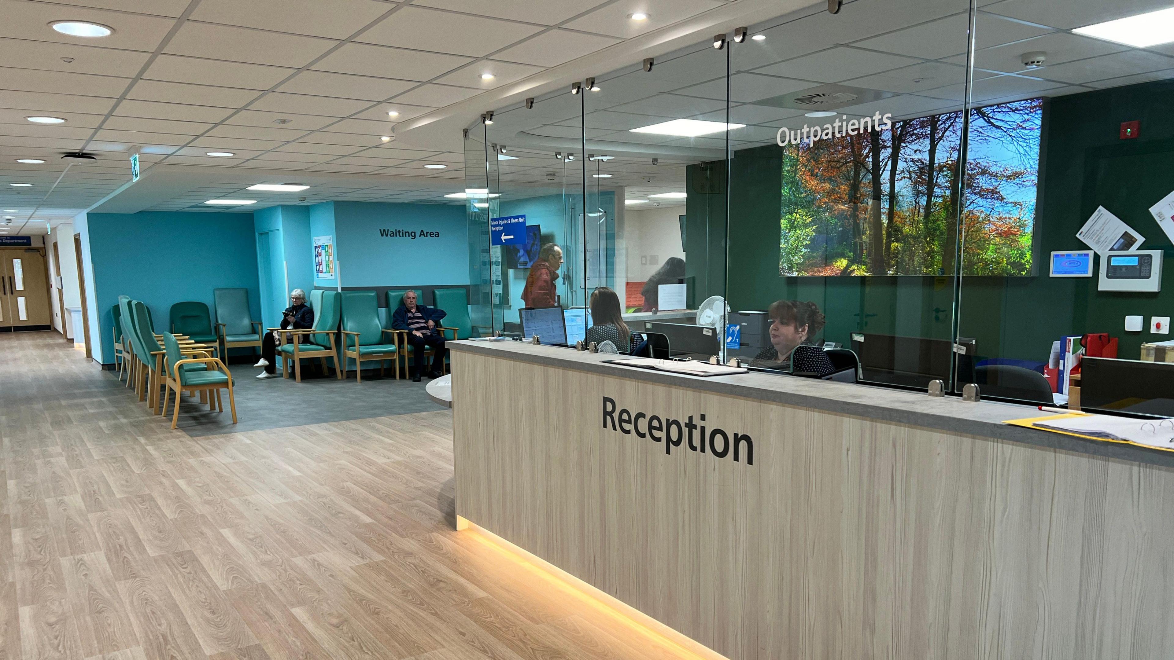 The reception area of the new hospital, with a waiting room