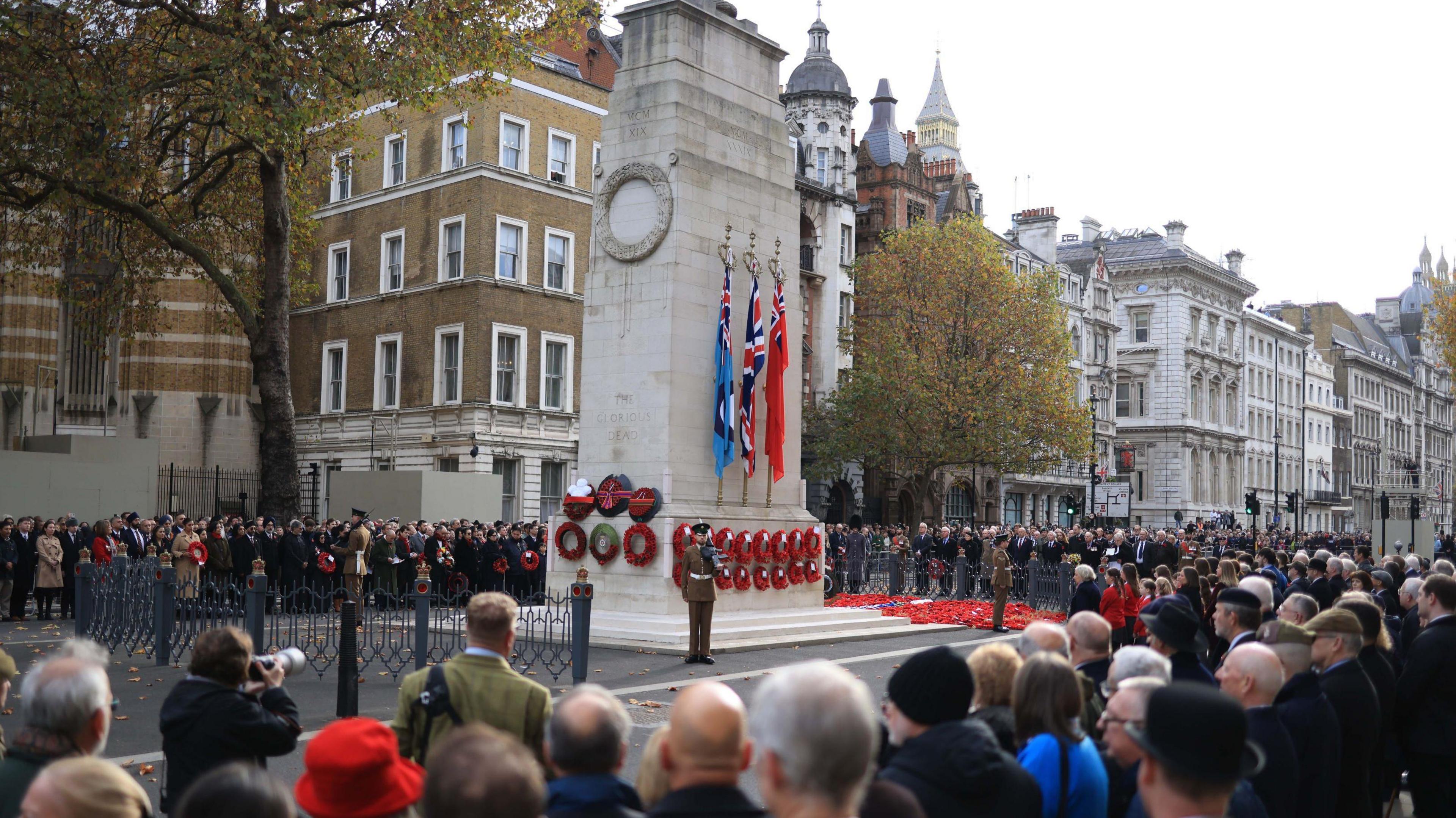 Meanwhile in London, there was a commemoration ceremony at the Cenotaph on Whitehall. 