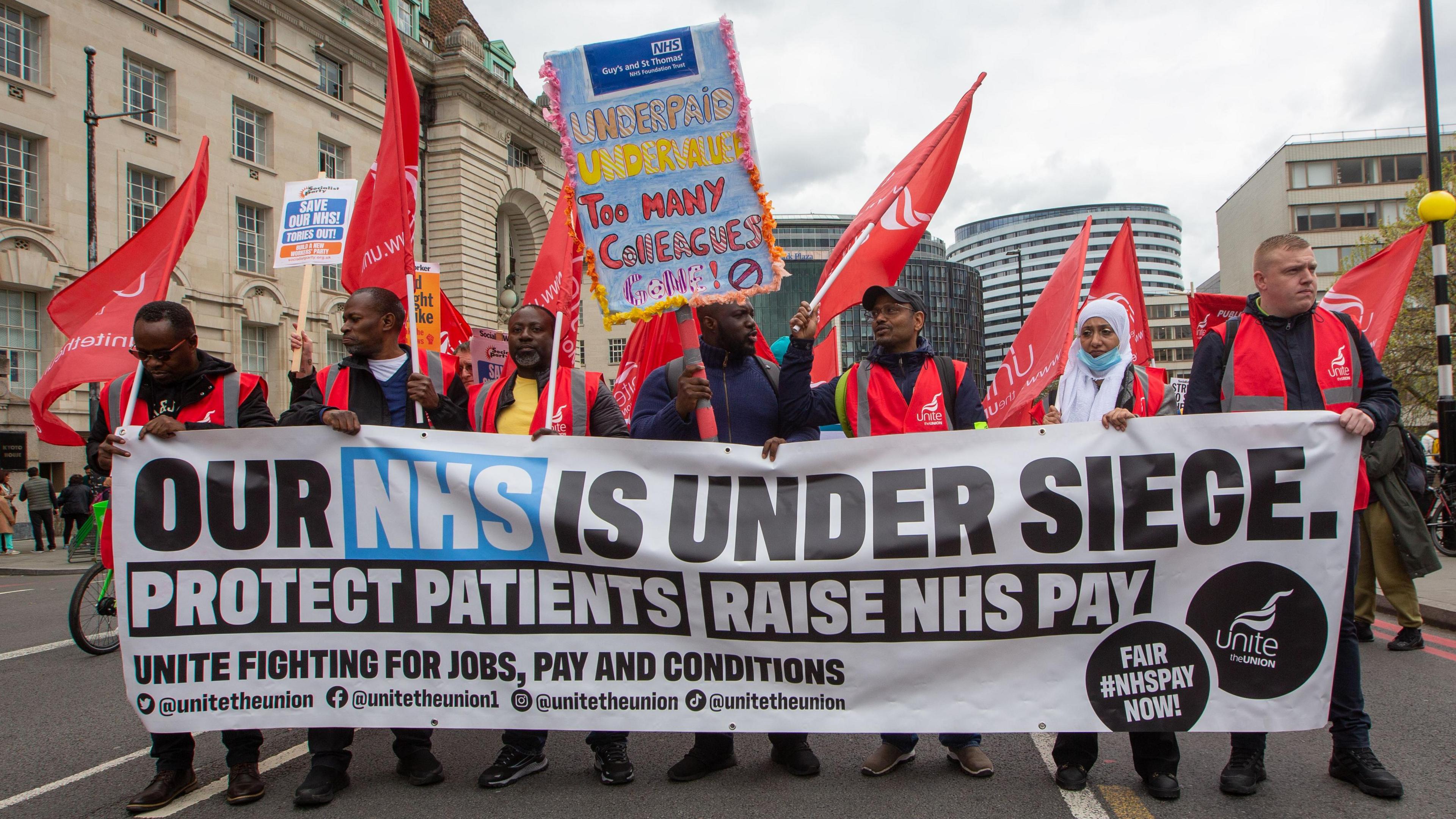 Members of the Unite union marching through central London in May