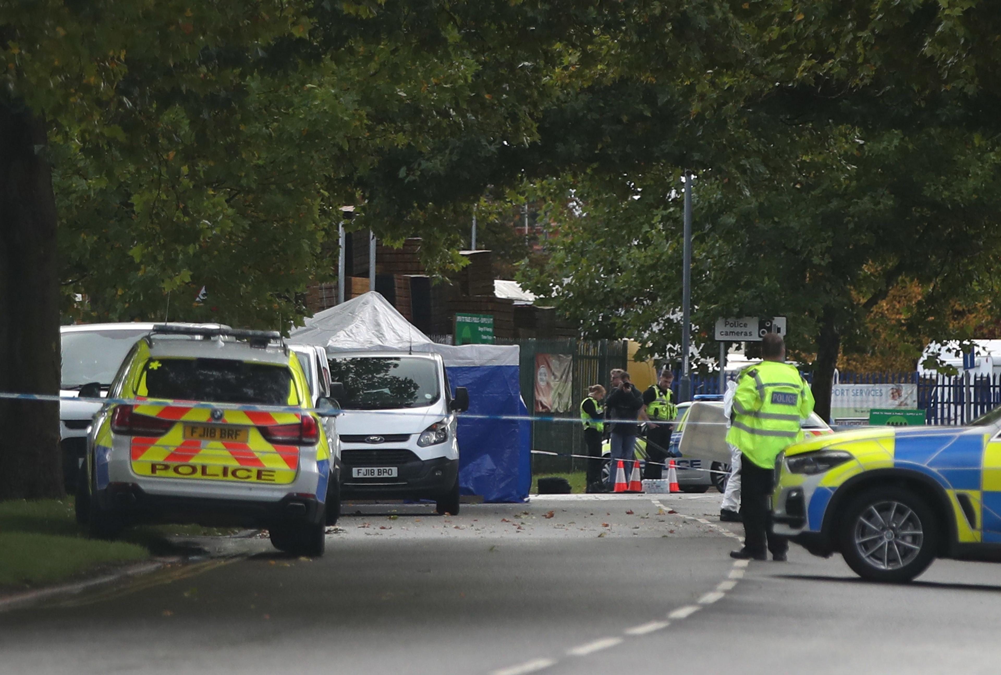 A police cordon in Ascot Drive, Derby