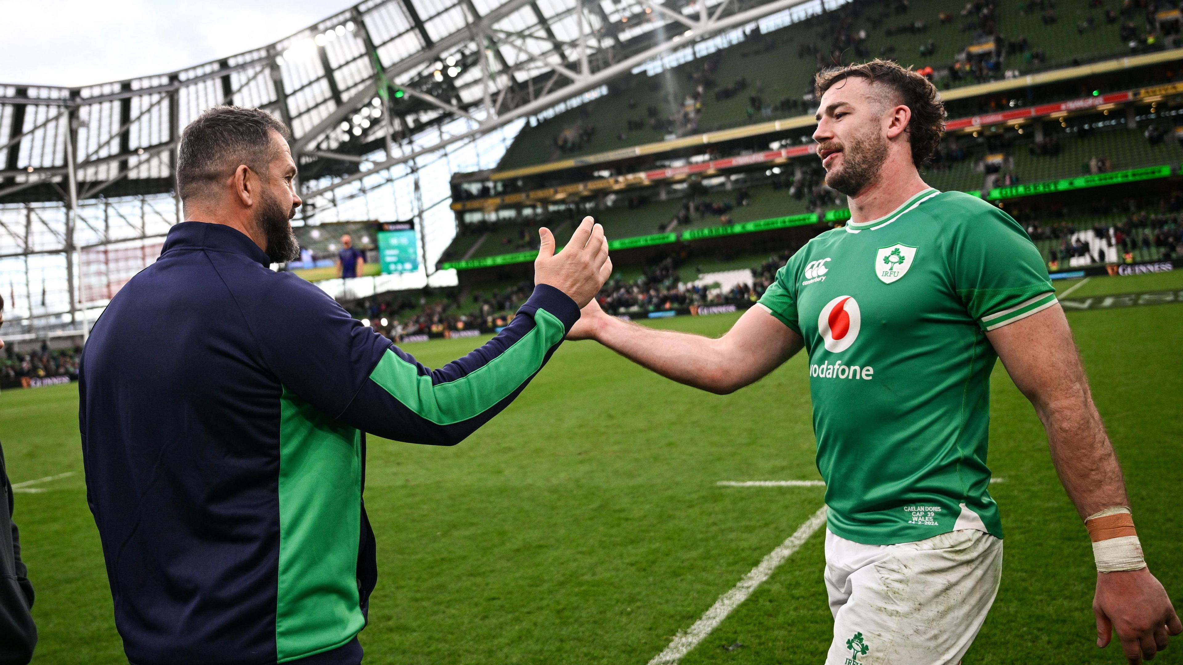 Andy Farrell and Caelan Doris