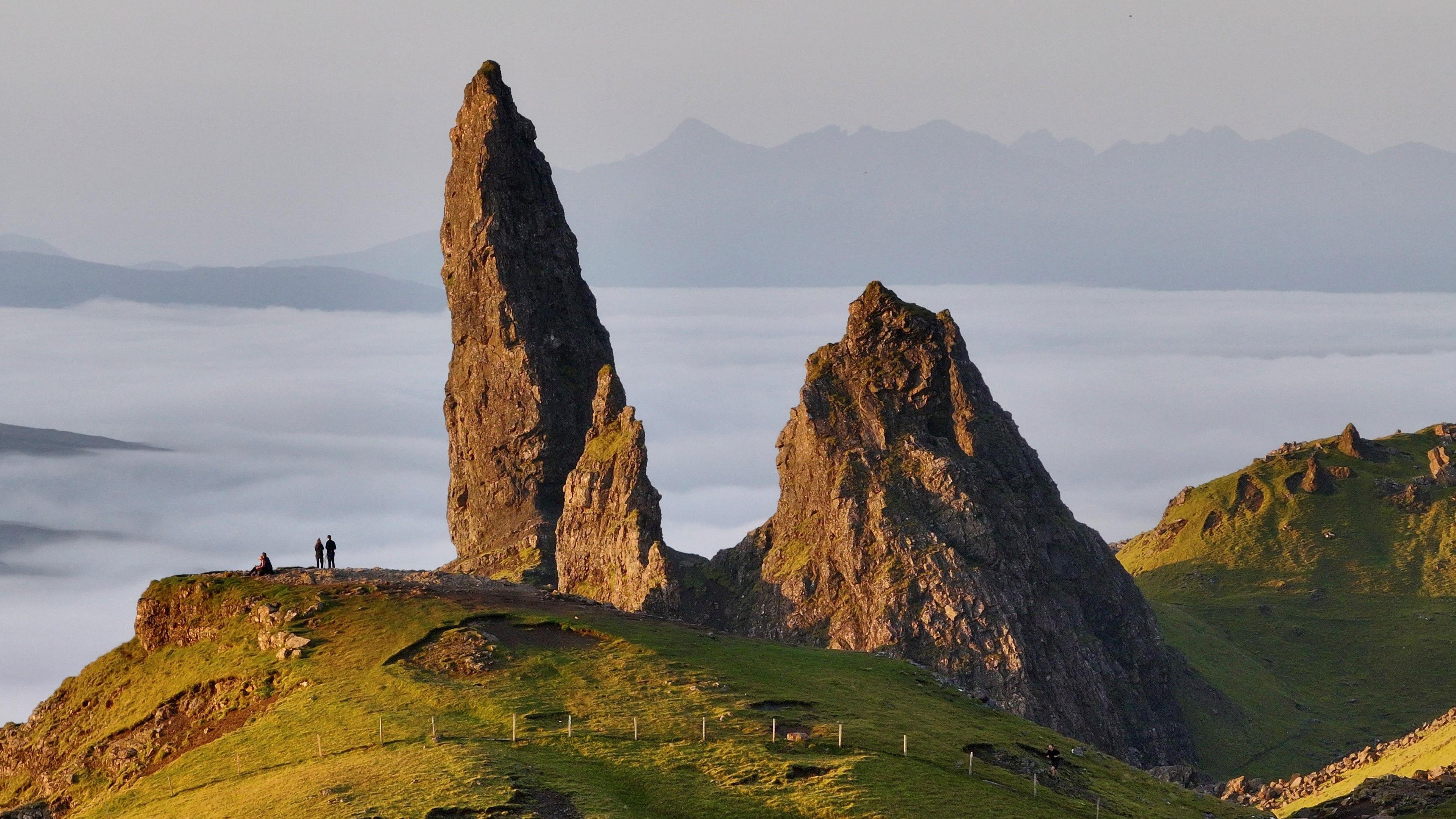 People watching the sunrise at Old Man of Storr on the Isle of Skye