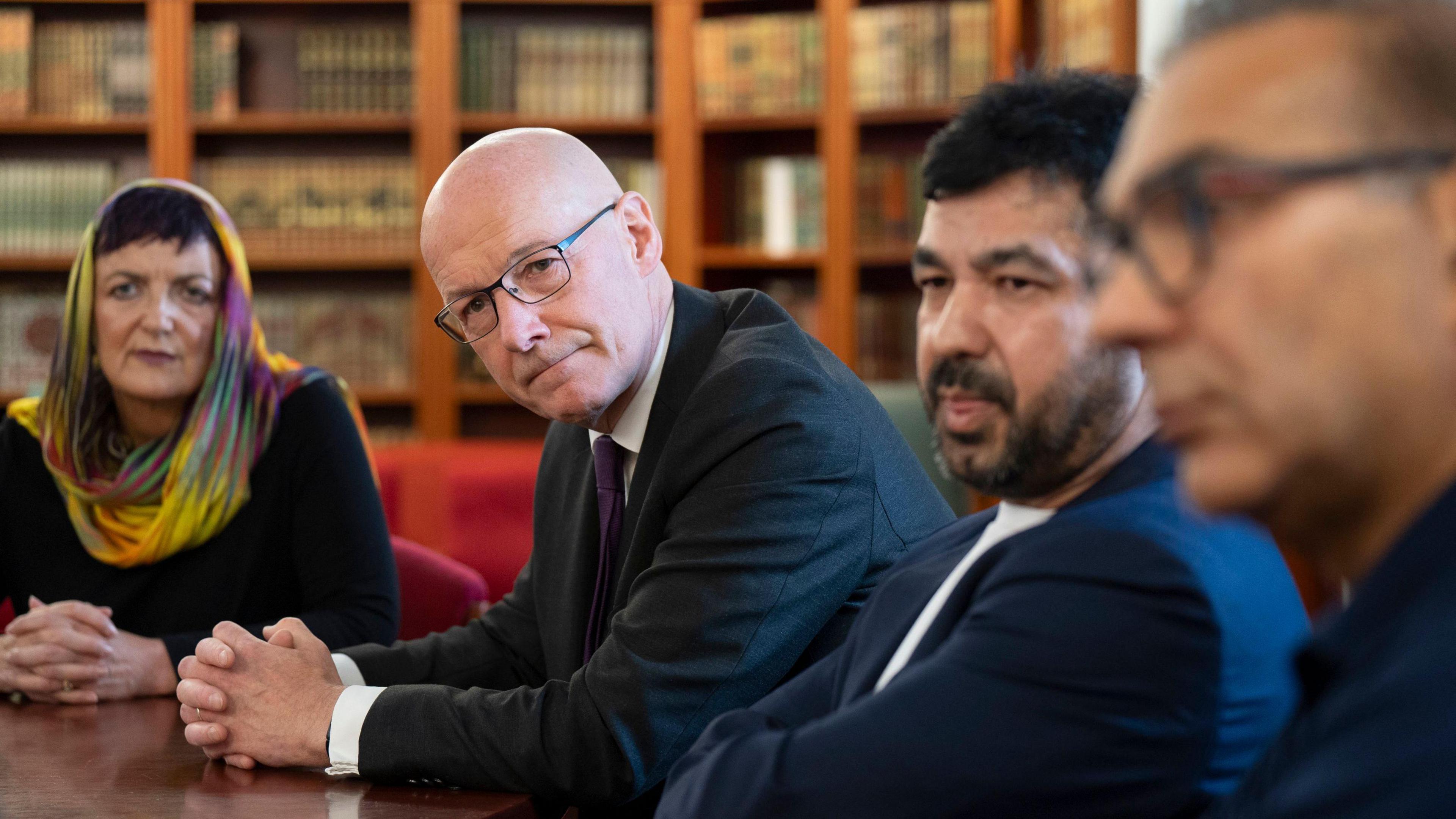 First Minister John Swinney met with Imam Habib Rauf and members of the Muslim community at Edinburgh Central Mosque, to provide reassurances following the incidents of unrest seen in other parts of the UK