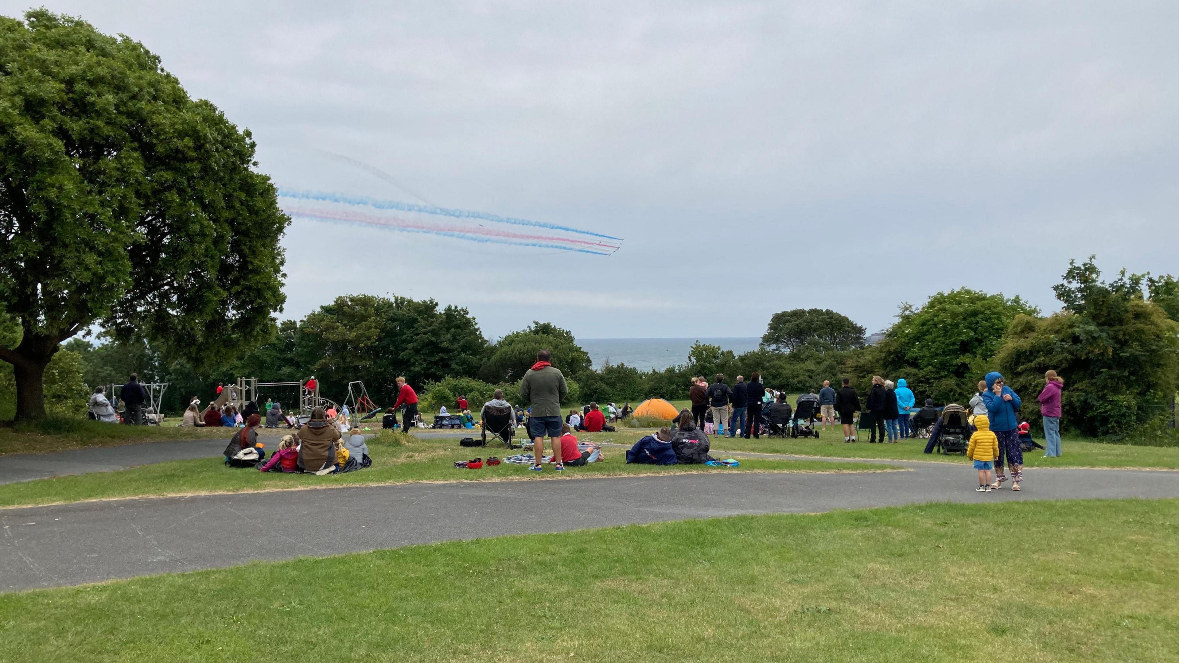 Close up of crowds at the display