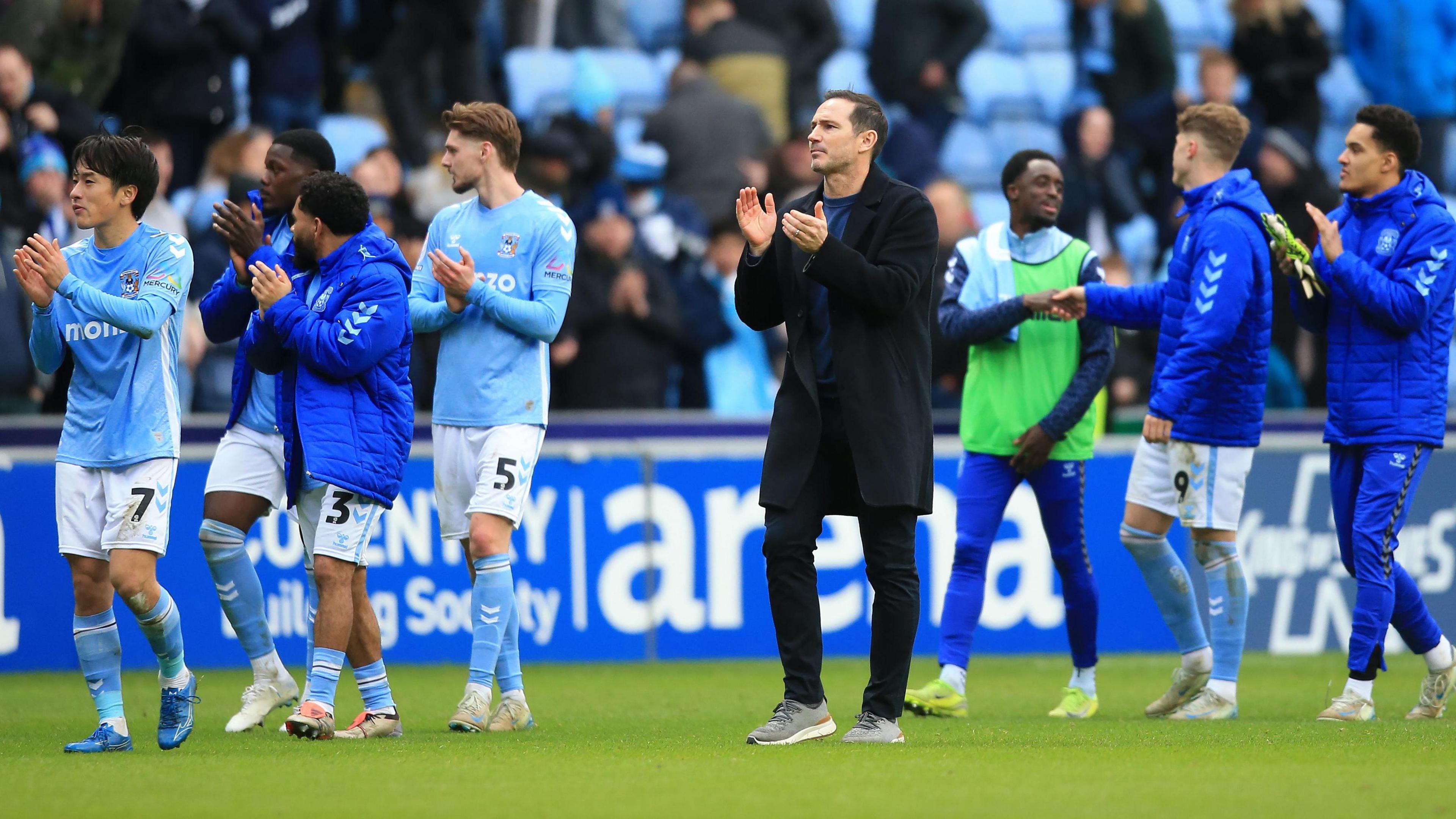 Frank Lampard claps the Coventry fans with his players