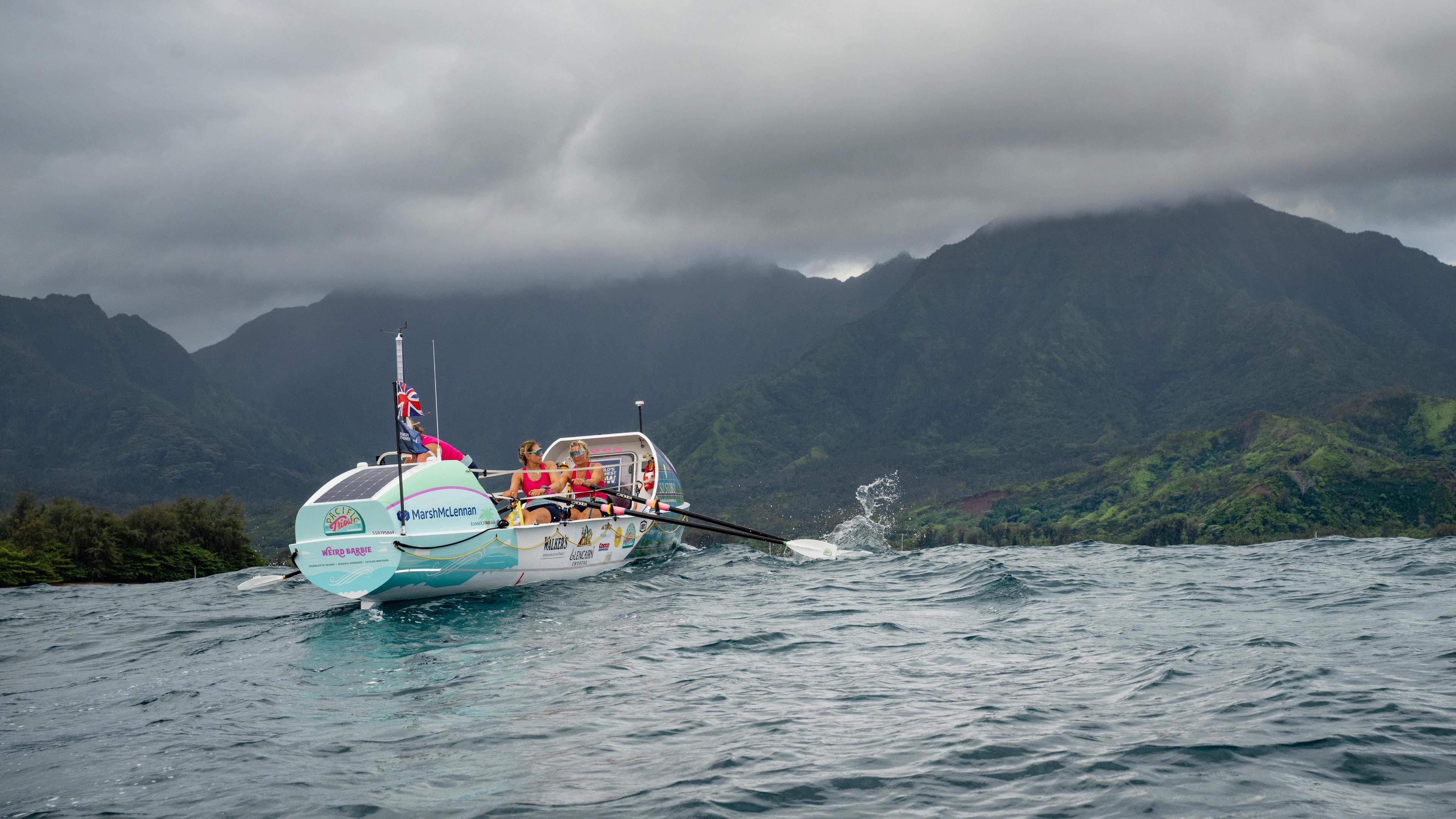 The rowers reaching Hawaii