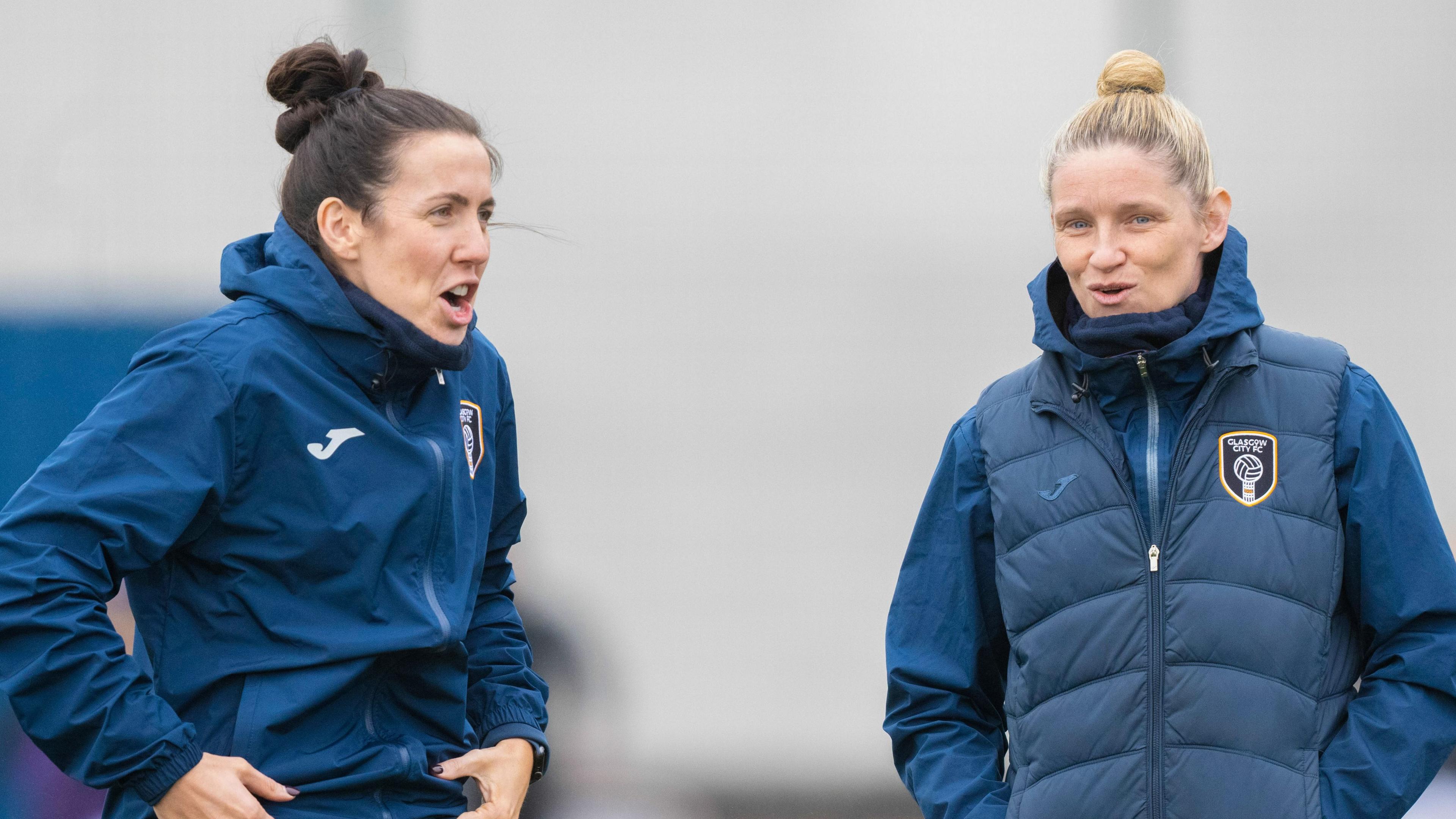 Leanne Crichton with Glasgow City head coach Leanne Ross