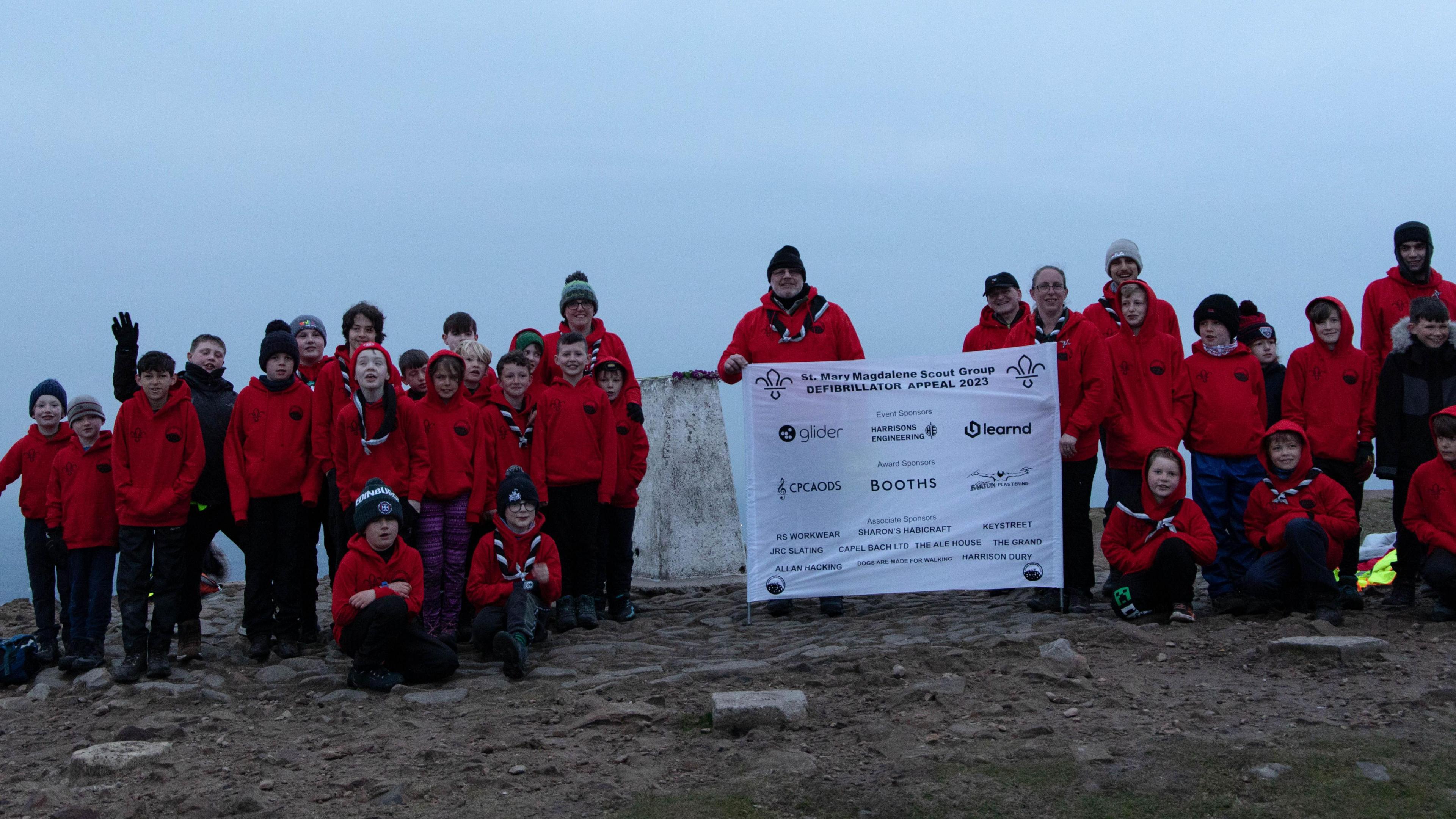 The scouts on top of Pendle Hill as the sun came up